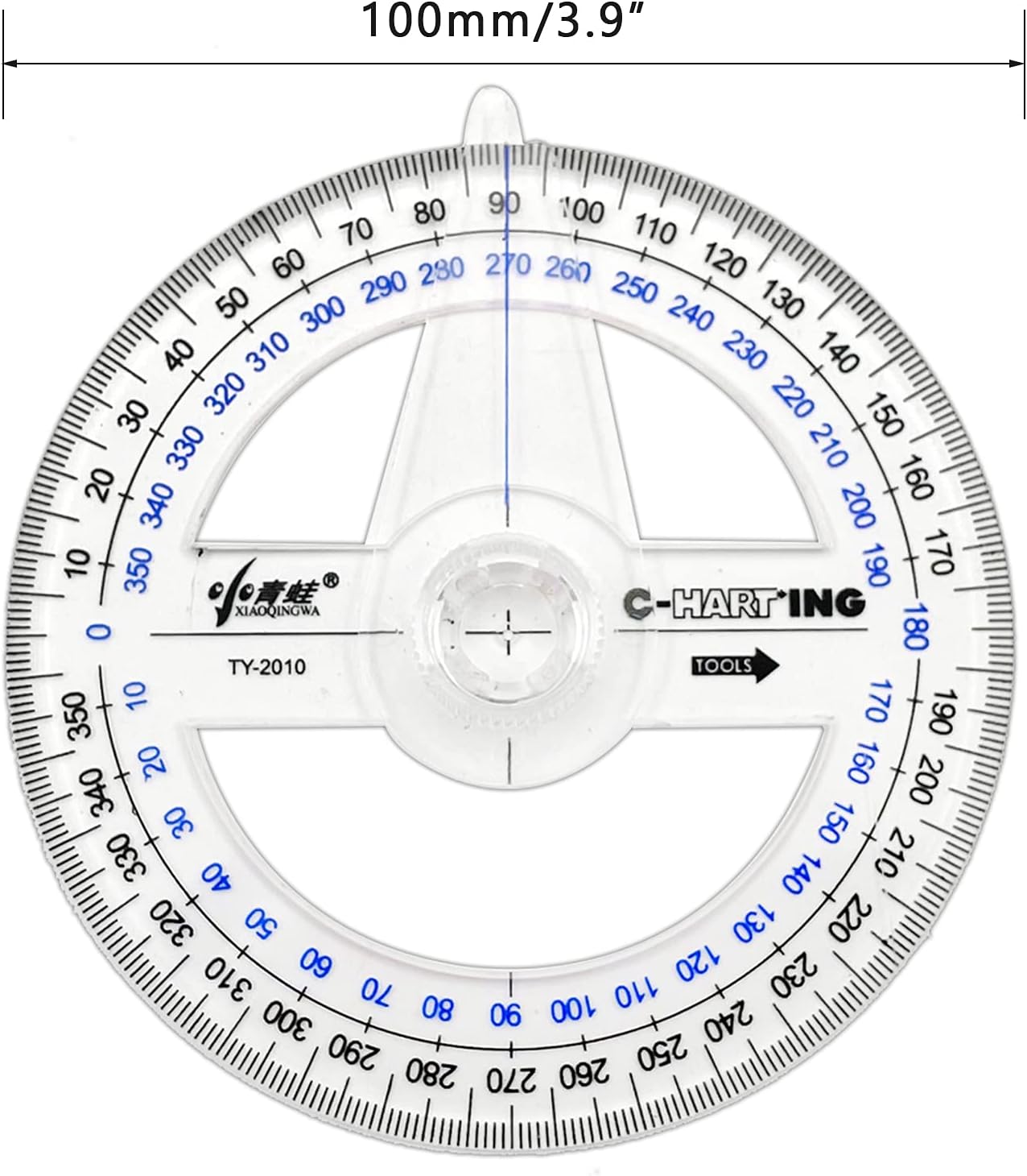 Aylifu 360° Protractor Pack of 2 Protactors Plastic Protractor Math Protractors Clear Protractor Ruler Drafting Tools Circle Protractor for Geometry