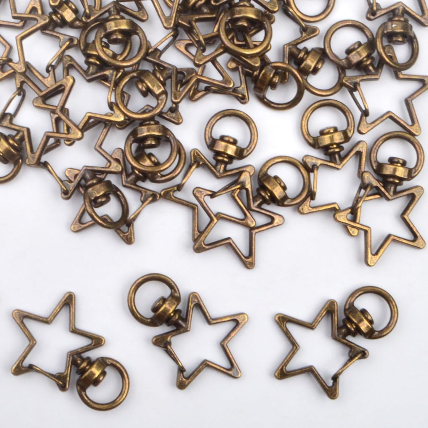 40pcs Star Shape Swivel Lobster Clasps Zinc Alloy Spring Clasp Snap Hooks Keychain Clips for DIY Keyrings Backpacks Purses Connector Accessories Supplies, Antique Bronze