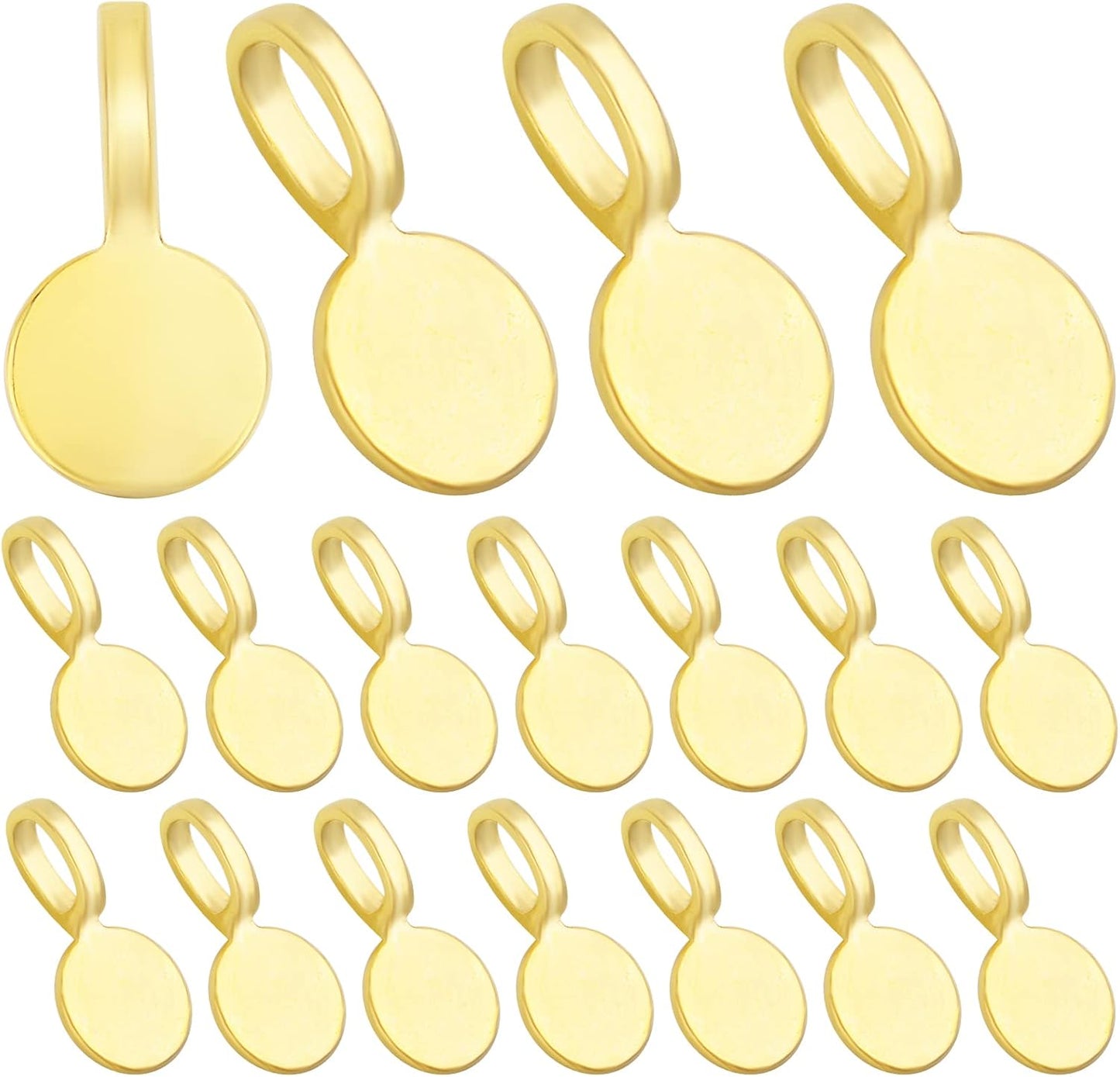 100pcs Silver Glue-on Flat Pad Bails Pendants Charms Connector Hanger for DIY Necklace Earrings Jewelry Making Accessories, 18 mm x 9 mm