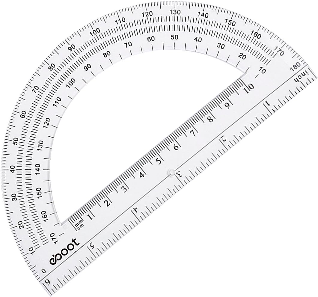HENDEVL 2 Pcs Plastic Protractor Clear 180 Degrees Transparent Protractor for Geometry, 4 Inch and 6 Inch