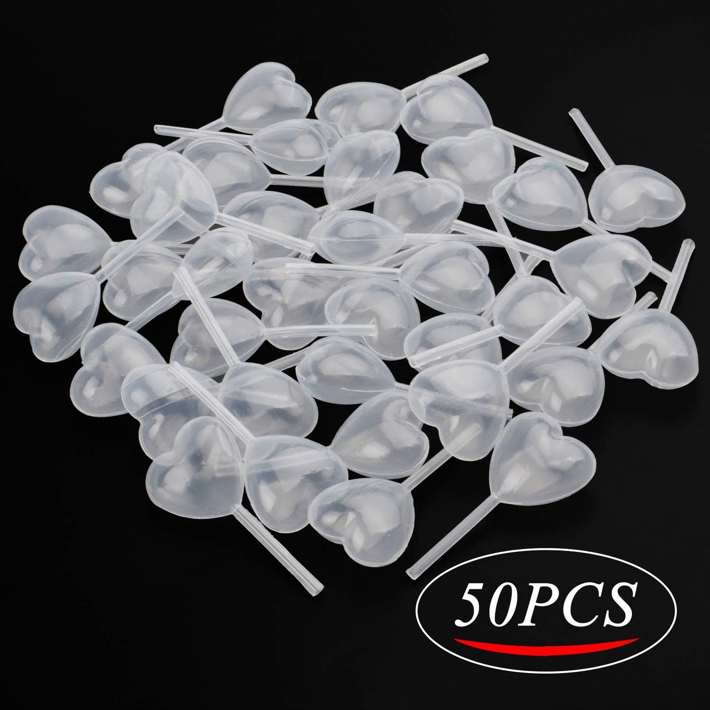 BronaGrand 50pcs Clear Heart Shape 4ml Liquid Dropper Pasteur Pipette, Plastic Squeeze Transfer Pipettes