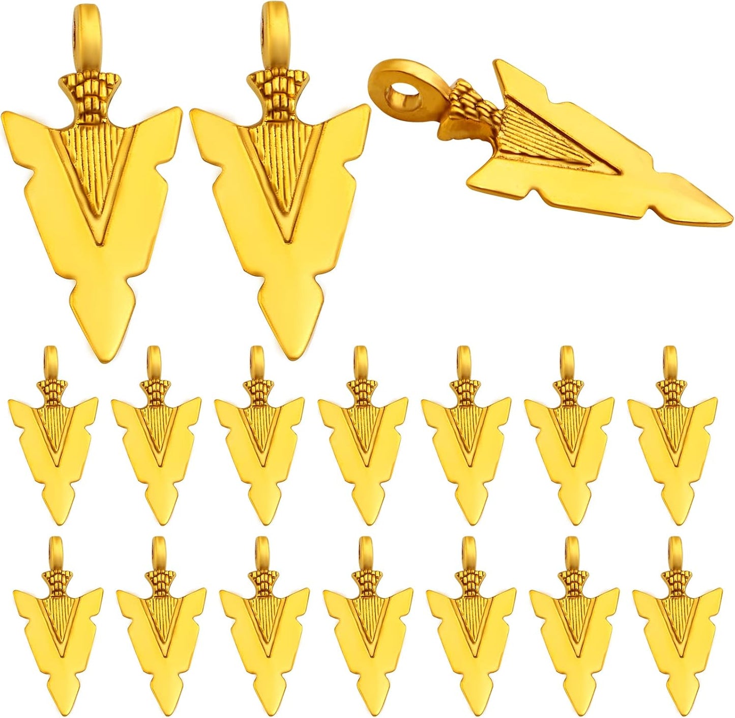 50 Pieces Tibetan Alloy Arrowhead Charms Vintage Chic Arrow Dangle Pendants Charms Craft Supplies for DIY Bracelet Necklace Jewelry Making Findings, Antique Golden