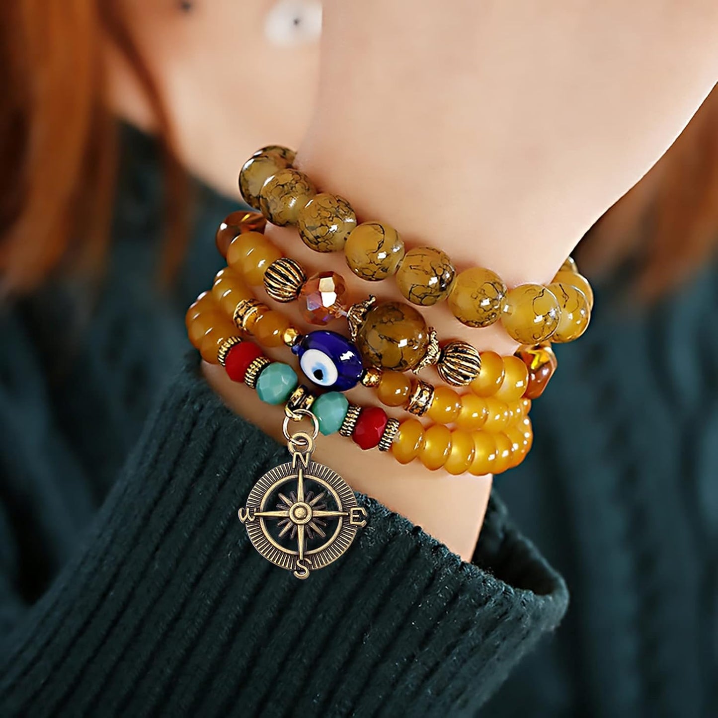Compass Pendant Charms, 30pcs Alloy Tibetan Style Compass Shape Charms Nautical Beads Pendants Craft Supplies Accessories for Bracelet Necklace Jewelry Making, 5 Colors