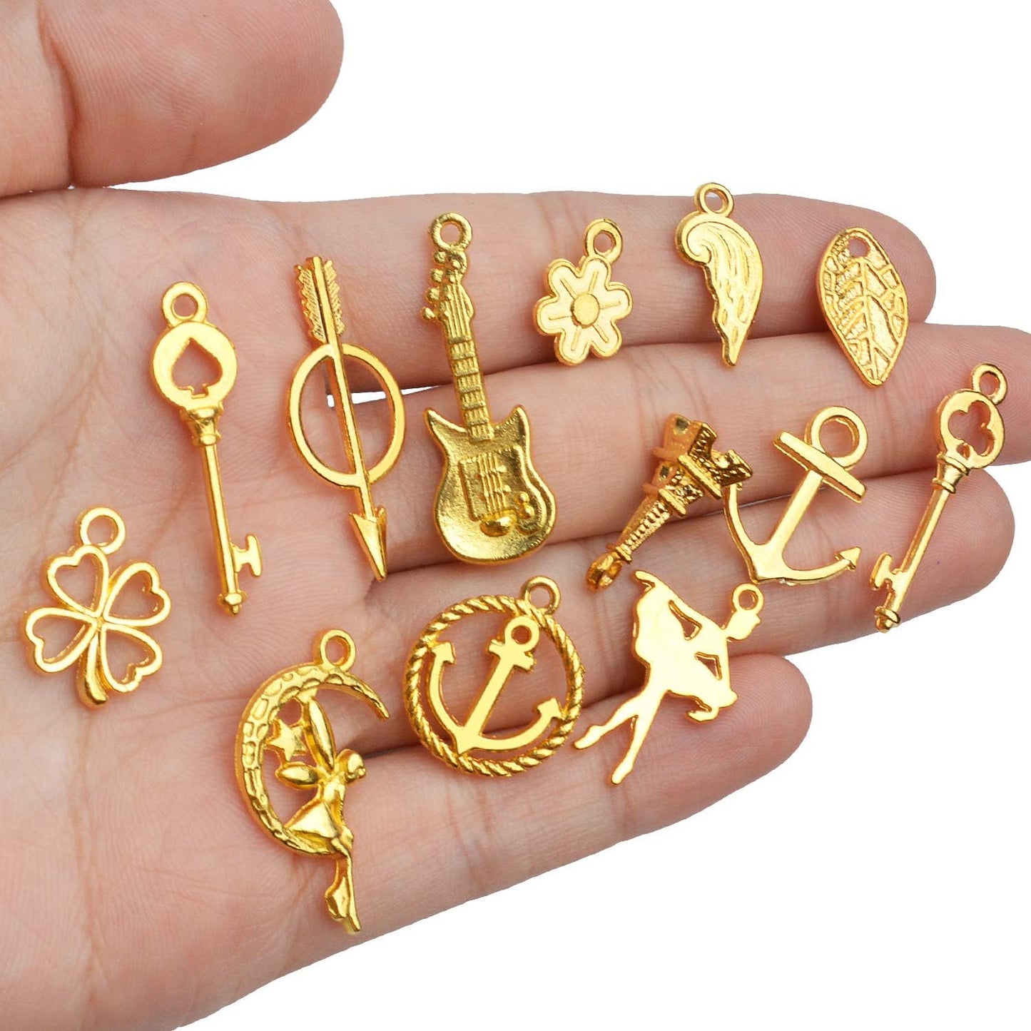 Golden Charms,60pcs Wholesale Bulk Mixed Golden Charms Pendants Jewelry Making Findings for DIY Earring Necklace Bracelets Keychains Crafts