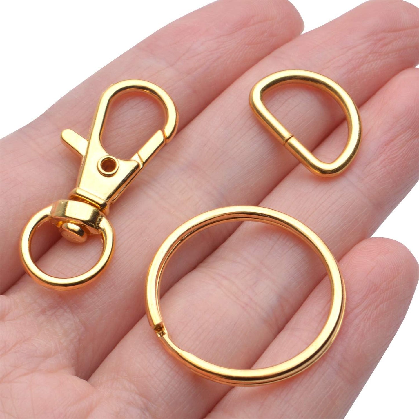 100PCS Swivel Snap Lobster Clasps Keychain Hooks 20 Pieces with Key Rings 40 Pieces and D Rings 40pcs for Bags, Lanyard Craft Making