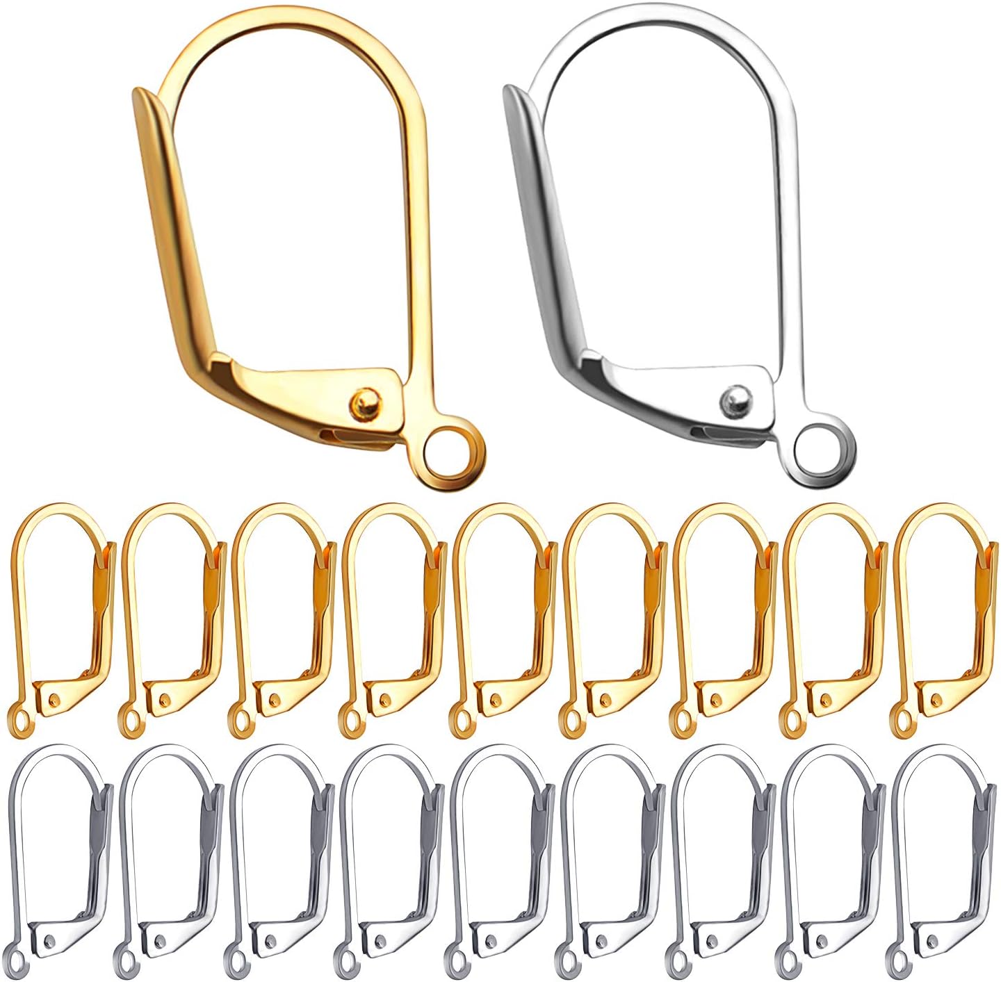 100 Pieces Leverback Earring Hooks French Earwires Replacement Jewellery Making Gold and Silver