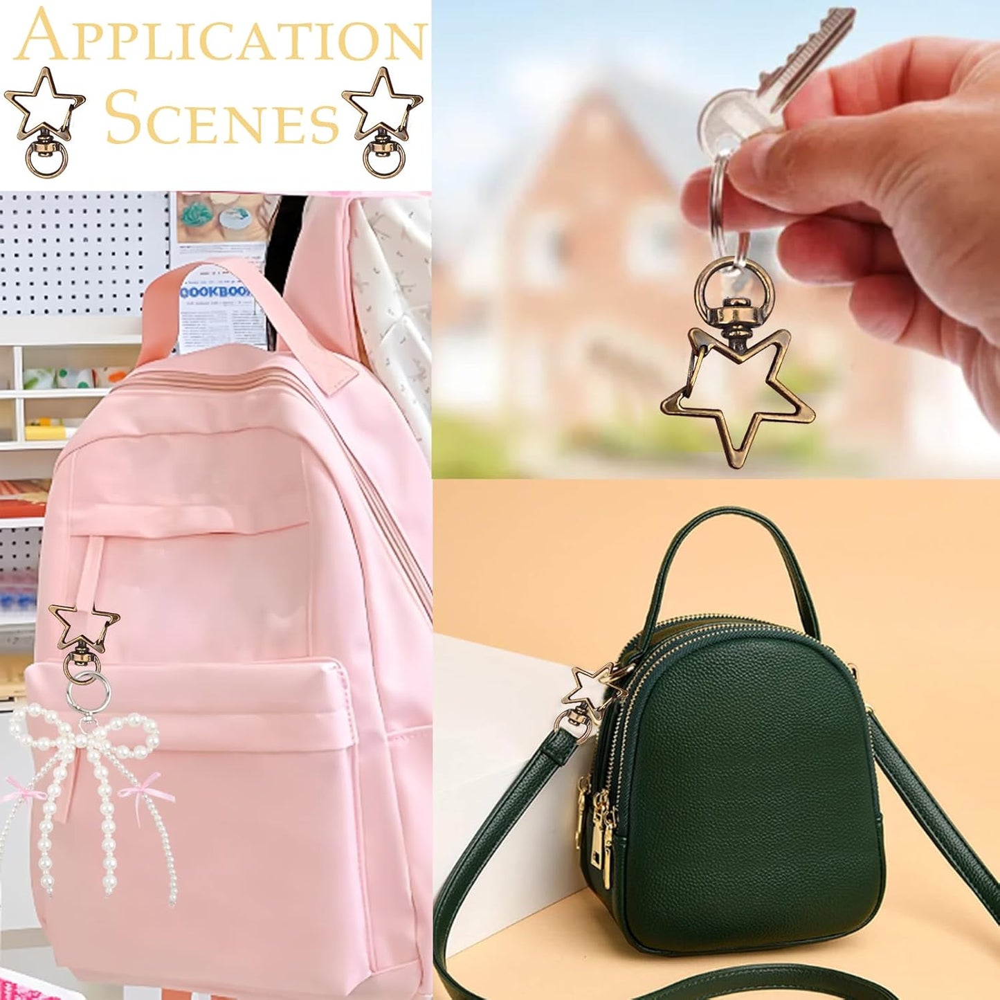 40pcs Star Shape Swivel Lobster Clasps Zinc Alloy Spring Clasp Snap Hooks Keychain Clips for DIY Keyrings Backpacks Purses Connector Accessories Supplies, Antique Bronze