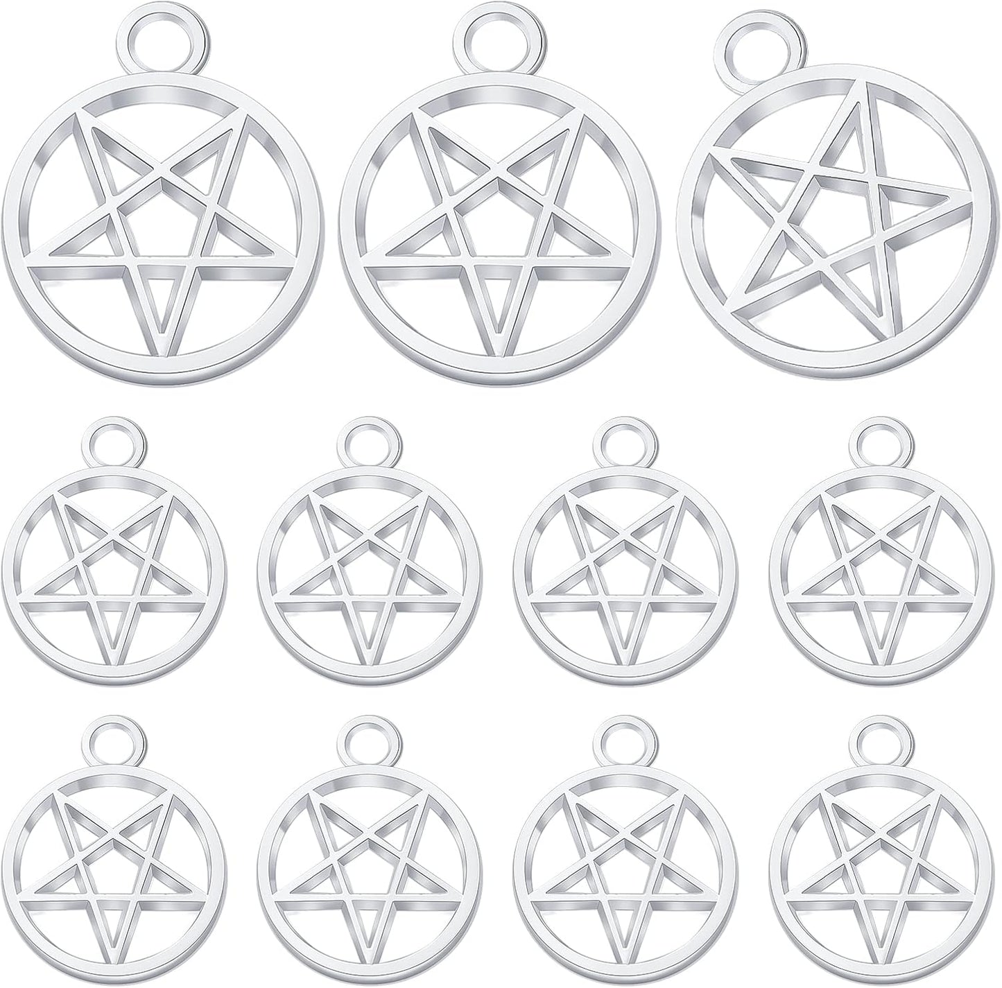 50pcs Silver Pentacle Star Charms Alloy Star Pentagram Pendants Protection Lucky Pentacle Charms Jewelry Making Accessory for DIY Crafts Necklaces Bracelets Earrings