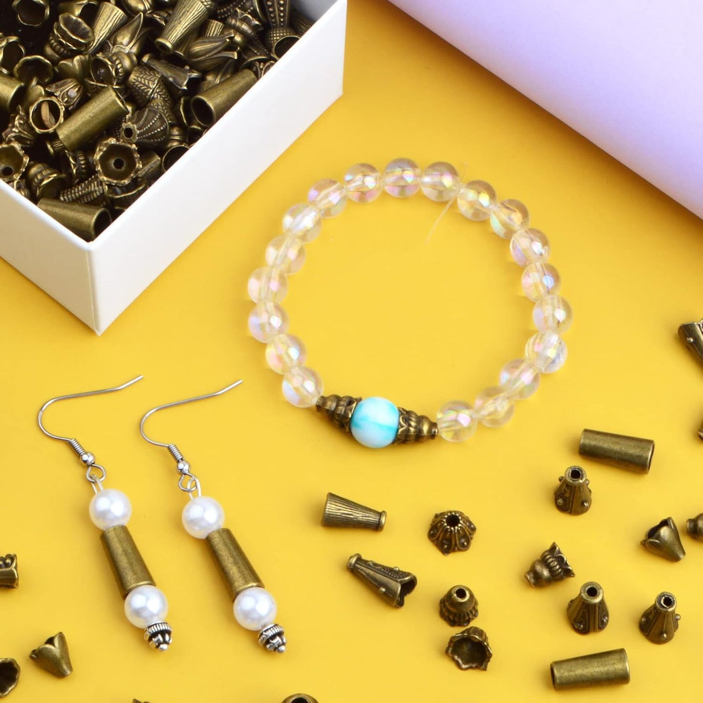100 Gram Assorted Styles Column Spacer Beads Tibetan Alloy Barrel Tube Loose Spacer Beads Craft Supplies for DIY Bracelet Necklace Jewelry Craft Making, Antique Bronze