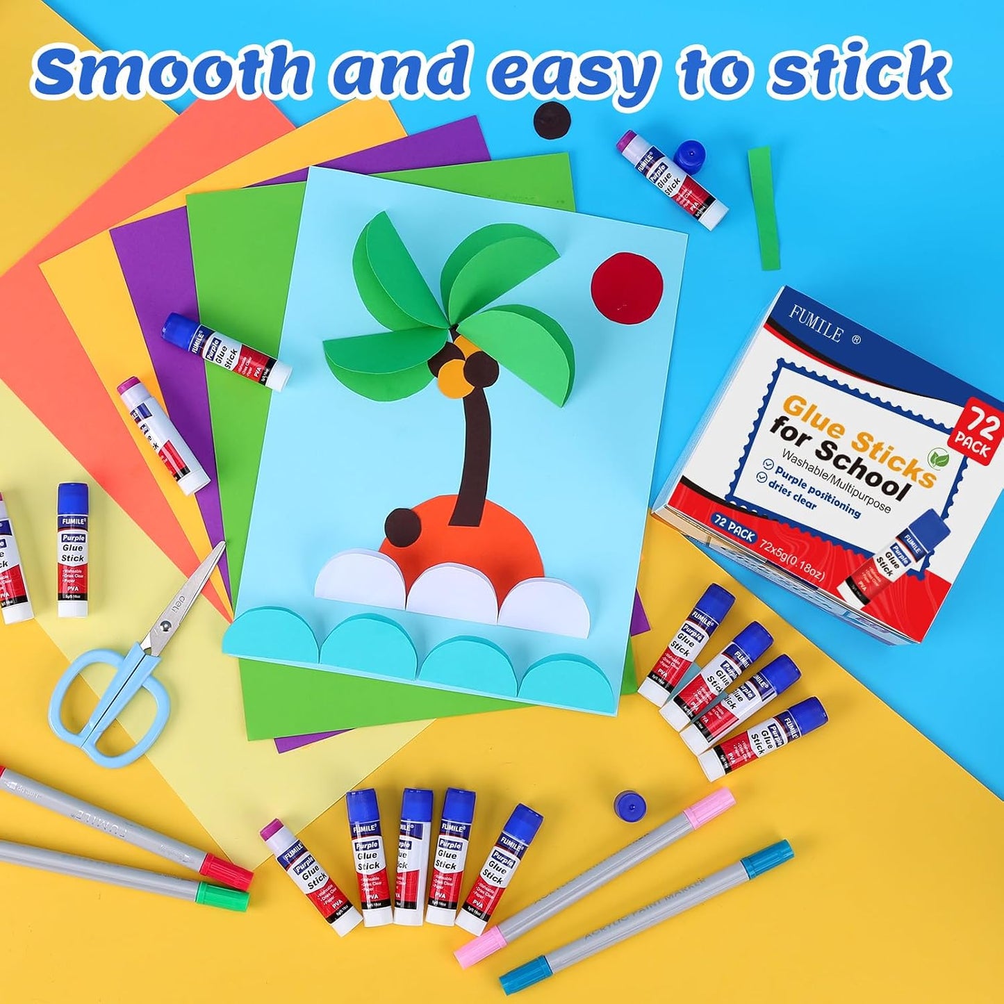 Aylifu 72 Pack Glue Sticks Bulk for Kids, Disappearing Purple Glue Sticks for Classroom and Teacher Supplies.0.18 OZ kids glue Dries Clear, Non-Toxic, Washable, Back to School Supplies and Student Must Haves