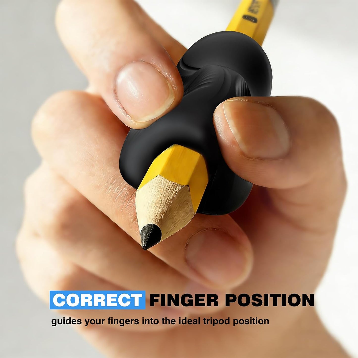 Aylifu 6 Pack Ergonomic Pencil Grips,Triangular Design with Finger Grooves for Children &Arthritis,Soft Non-Slip Silicone,Corrects Grip Position for Writing and Drawing,Left & Right Handed,Black