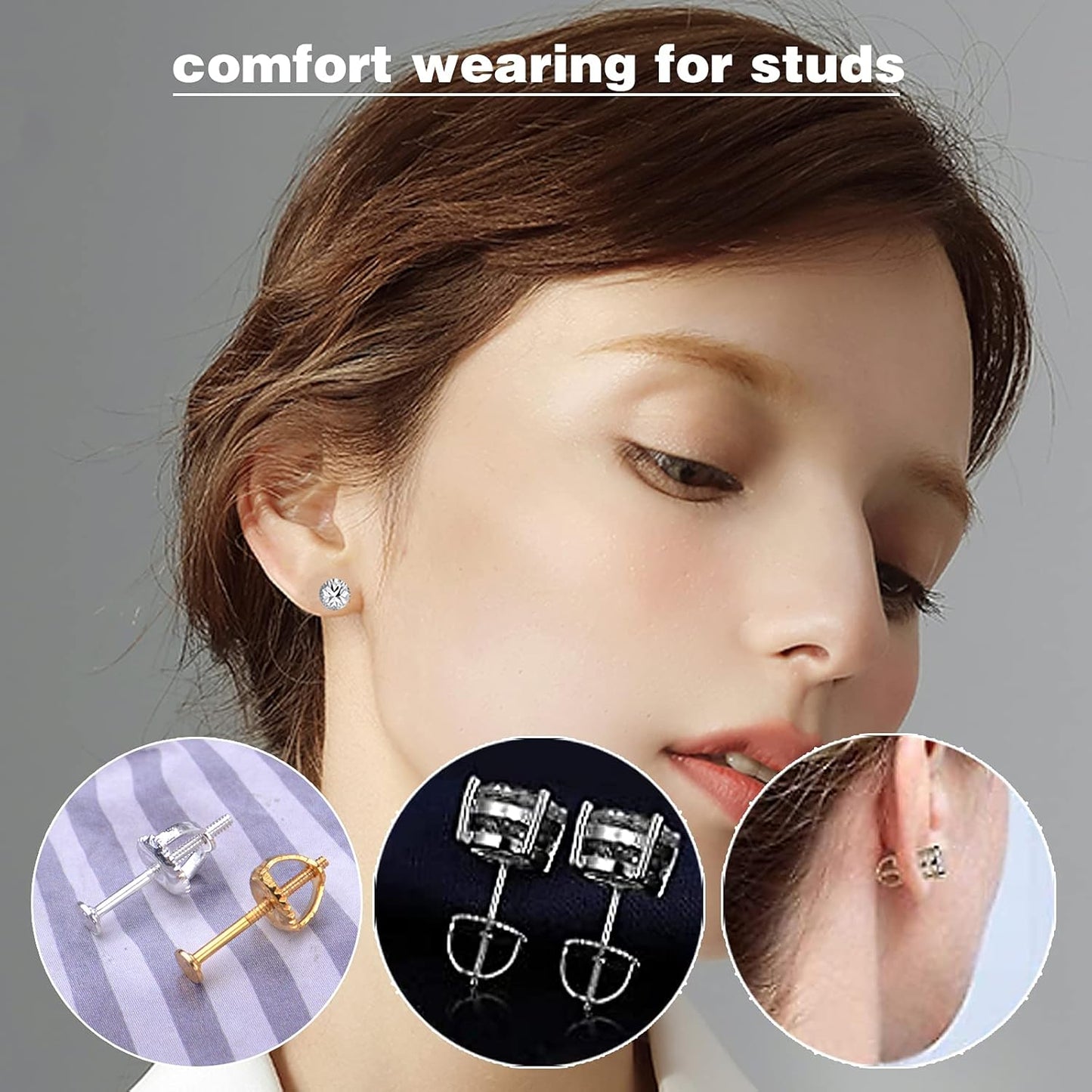 12pcs 18K Golden Plated Round Earring Backs Hypoallergenic Brass Ear Stoppers Clutches Screw Earring Safety Backs Replacements for Stud Earrings Jewelry Making