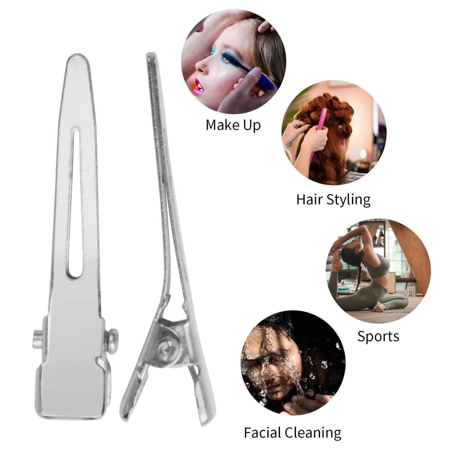 100pcs 3.5cm Silver Single Prong Clips Duckbill Clips Setting Section Hair Pins for Hair Extensions Styling Crafting