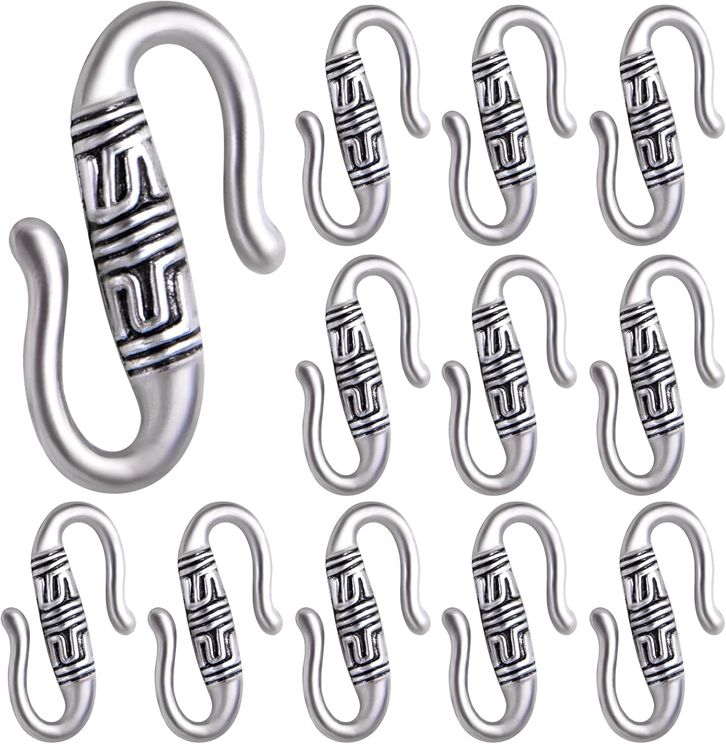 50 Pieces S Hook Ring Toggle Clasps Tibetan Necklace End Clasps Alloy Connectors Accessories for Bracelet Crafts Jewelry Making, Antique Golden