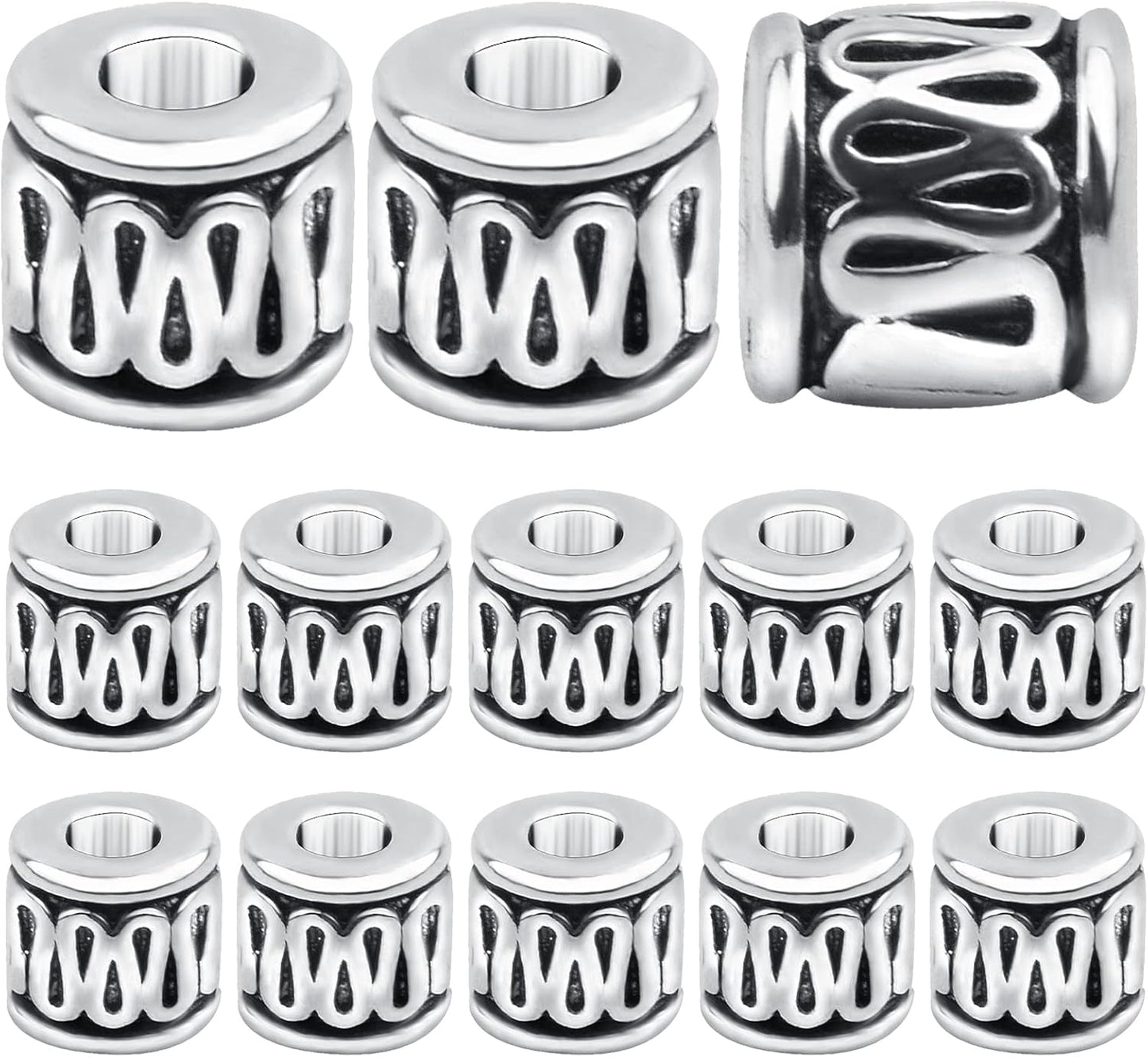 100 Pieces Tibetan Silver Tube Spacer Beads Antique Alloy Loose Charm Beads Handmade Accessories for DIY Jewelry Making Crafting Party Favor Gifts, Hole: 2.8 mm