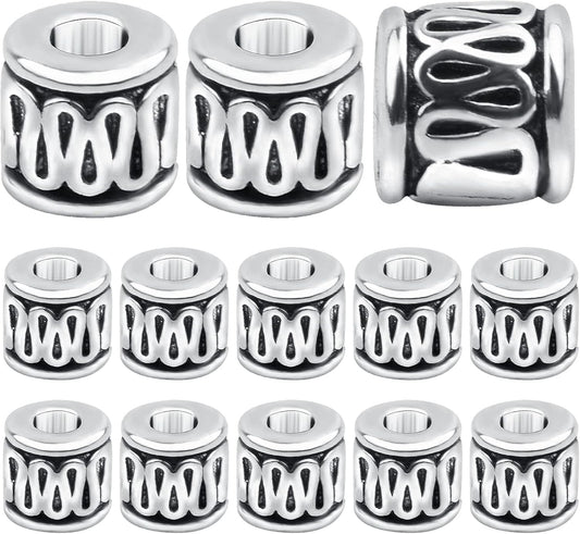 100 Pieces Tibetan Silver Tube Spacer Beads Antique Alloy Loose Charm Beads Handmade Accessories for DIY Jewelry Making Crafting Party Favor Gifts, Hole: 2.8 mm