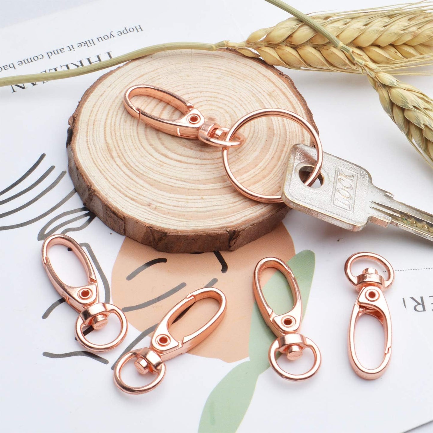 Swivel Clasp Clips,50pcs 35mm Swivel Trigger Clips Metal Keyring Clasps Snap Hooks for Hanging Key Chains Dog Leashes Crafts Decorations,Rose Gold