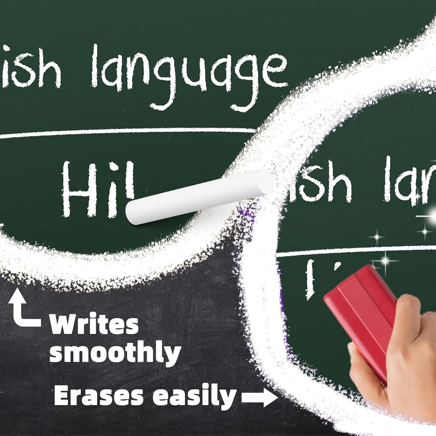 Aylifu White Chalk 100PCS, Low Dust Chalks Stick Bulk for Chalkboard Blackboard Non-Toxic