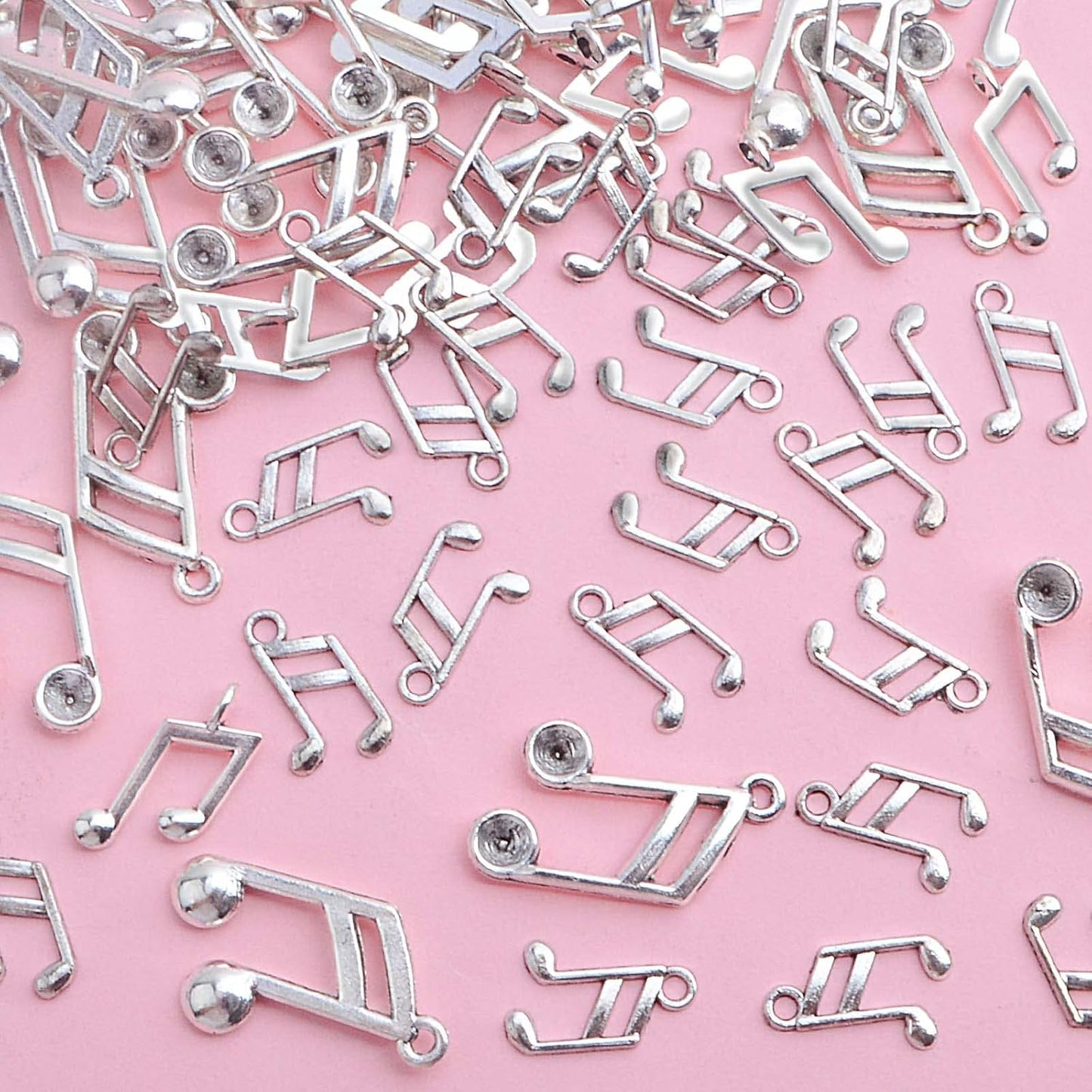 100pcs Antique Silver Musical Note Charms Tibetan Vintage Musical Instrument Notes Symbol Pendant Charms for Music Students Teachers DIY Crafts Jewelry Making, 3 Styles