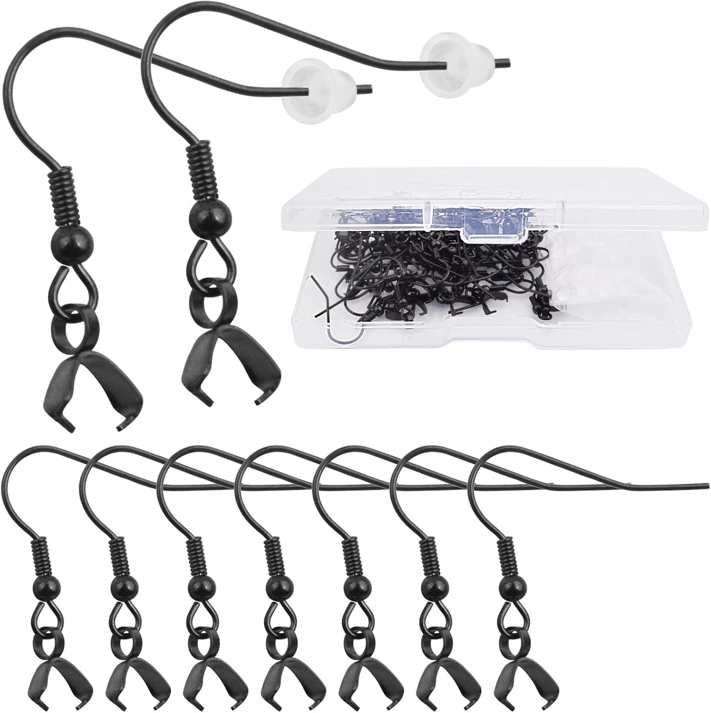 50pcs Hypoallergenic Earring Hooks - Stainless Steel Wire Ear Ball Hooks with Pendant Clasp for Jewelry Making Supplies