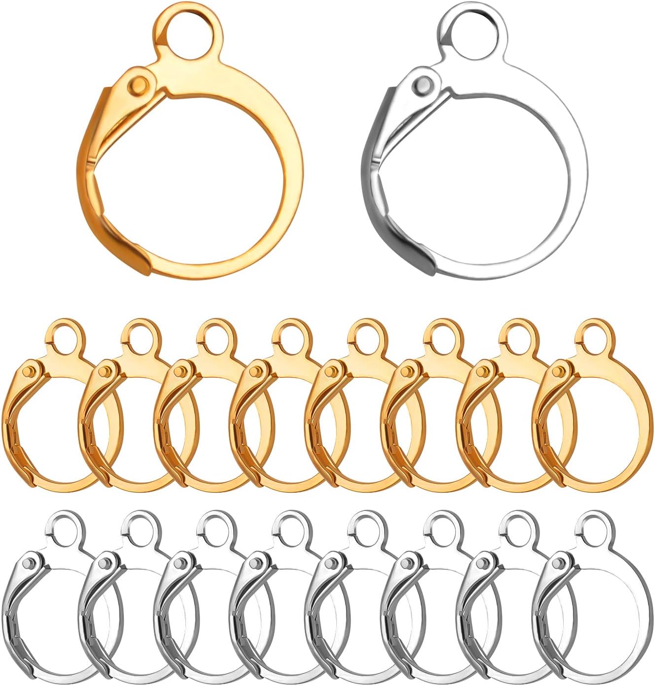 Hypoallergenic Earring Hooks, 120 Pieces Brass Lever Back Earring Round French Hook Ear Wire with Open Loop for Earring Designs Jewelry Making - 4 Colors