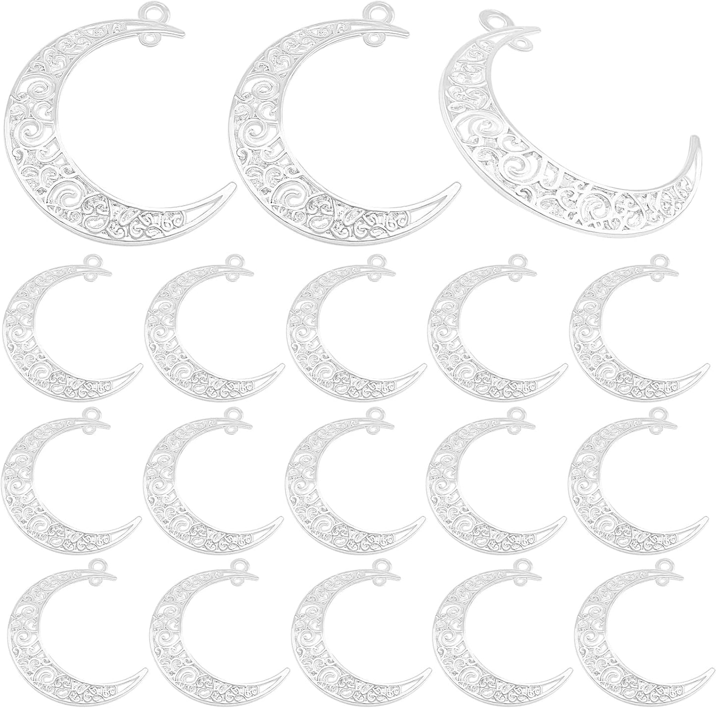 40pcs Hollow Moon Charms Crescent Moon Pendants Celestial Charms Crafts Supplies for DIY Bracelet Necklace Jewelry Making Accessory