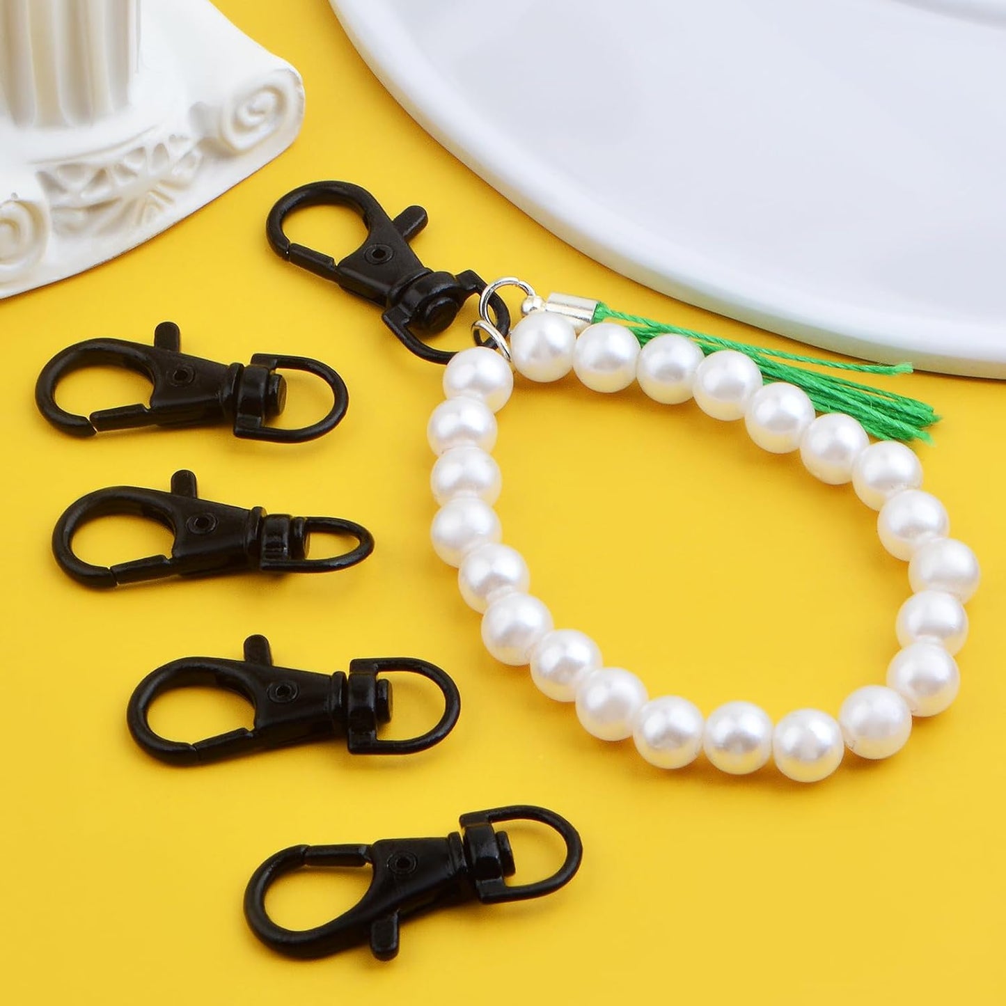 50pcs Alloy Swivel Lanyard Lobster Claw Clasps 360 Degree Swivel Trigger Snap Hooks Keychain Clips for Lanyards Handbag Bag Belting Connector Handmade Sewing Project, Black
