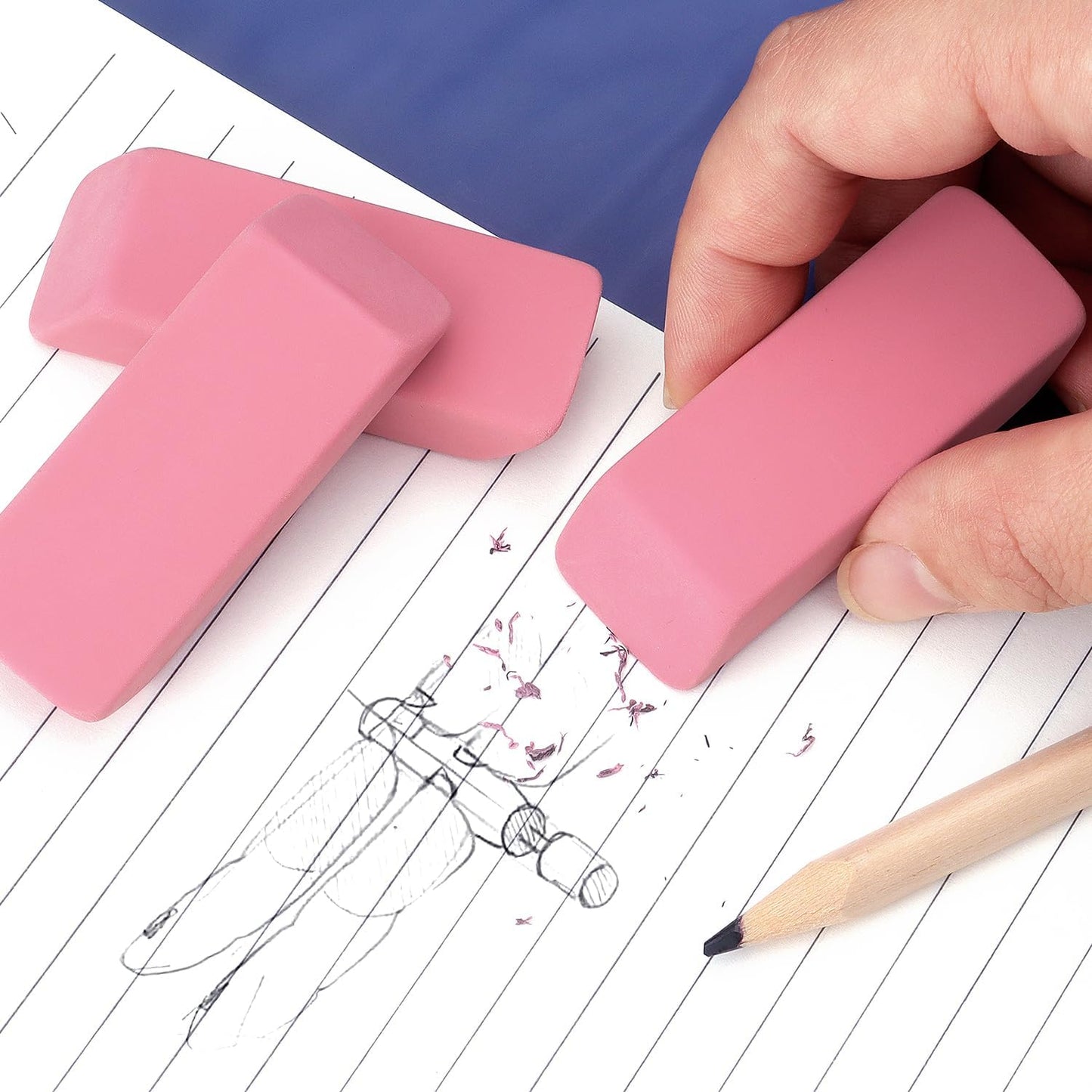 HENDEVL Erasers, Pink Pencil Erasers for Drawing, Artist Eraser, Large, Pack of 6
