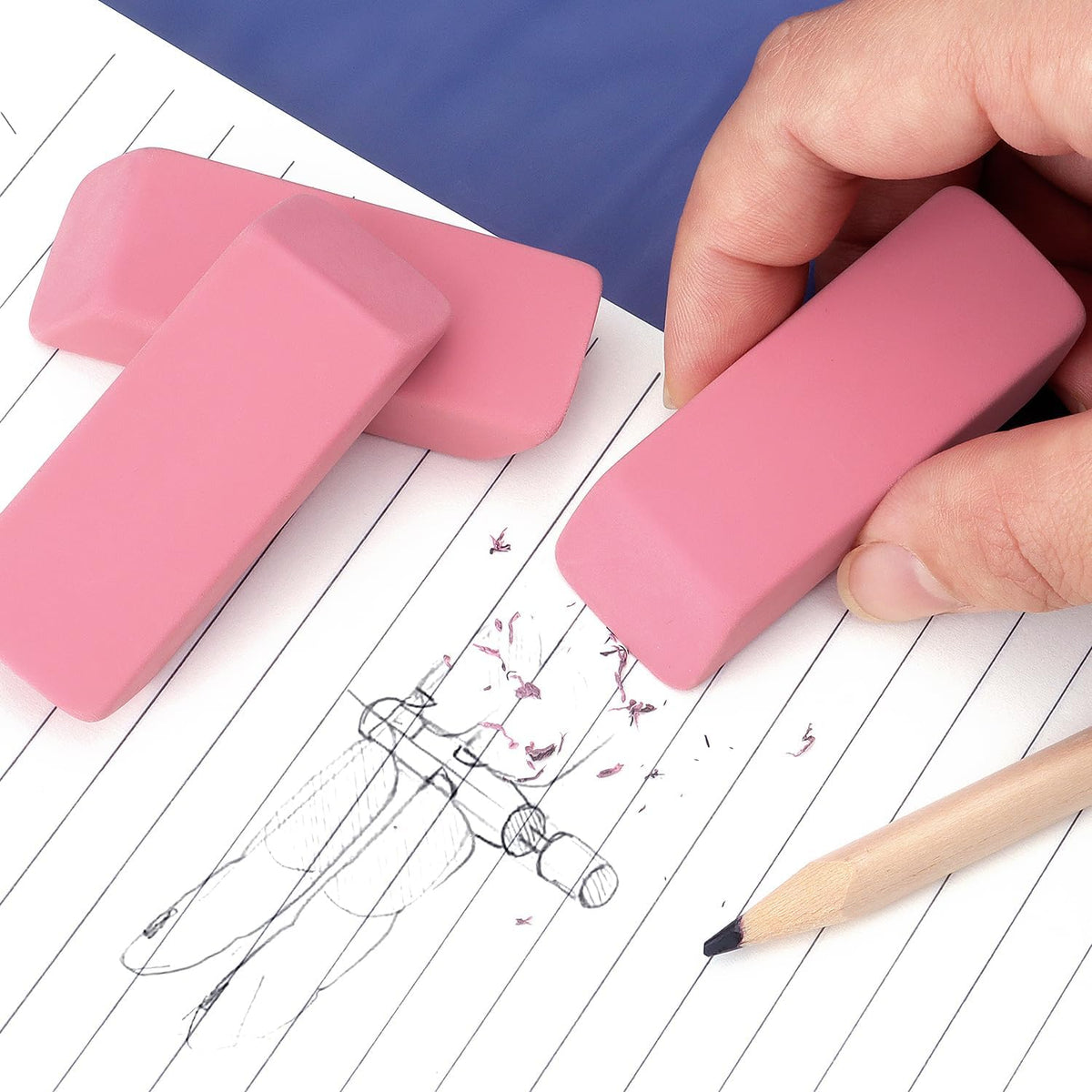 HENDEVL Erasers, Pink Pencil Erasers for Drawing, Artist Eraser, Large, Pack of 6