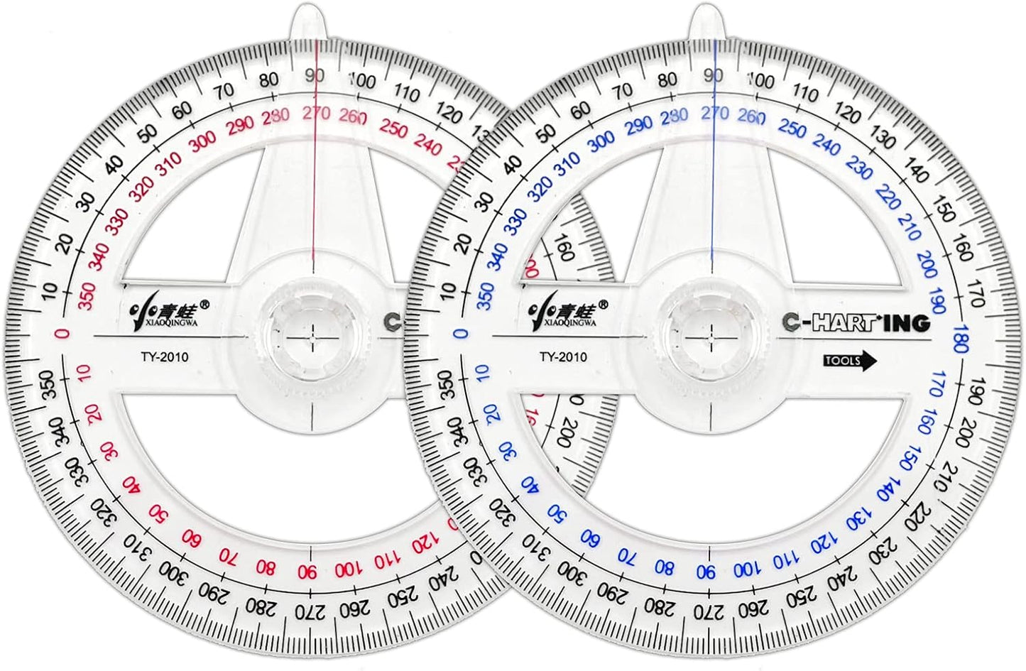 Aylifu 360° Protractor Pack of 2 Protactors Plastic Protractor Math Protractors Clear Protractor Ruler Drafting Tools Circle Protractor for Geometry