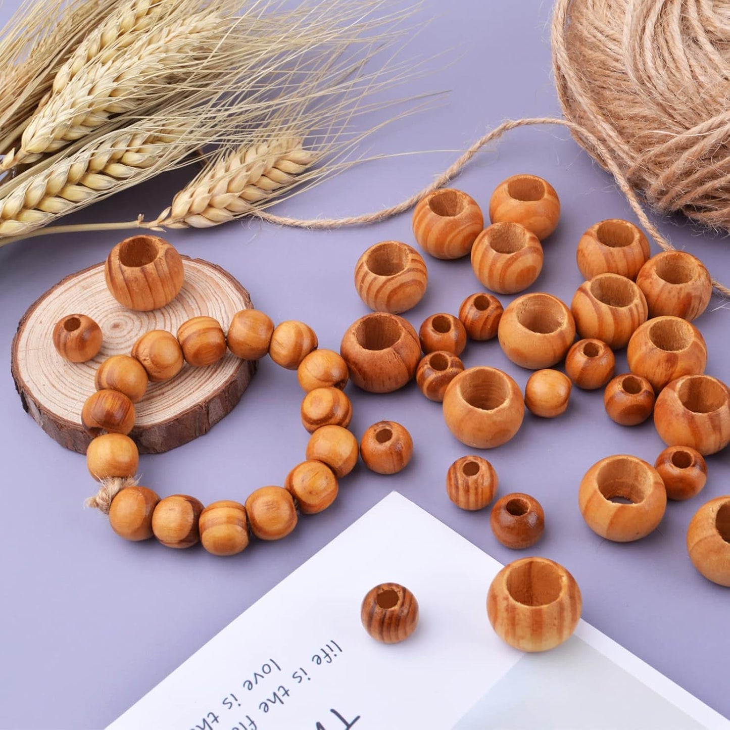150pcs Brown Round Wood Beads Large Hole Natural Wooden Beads Wood Loose Spacer Beads for DIY Jewelry Handmade Decorations