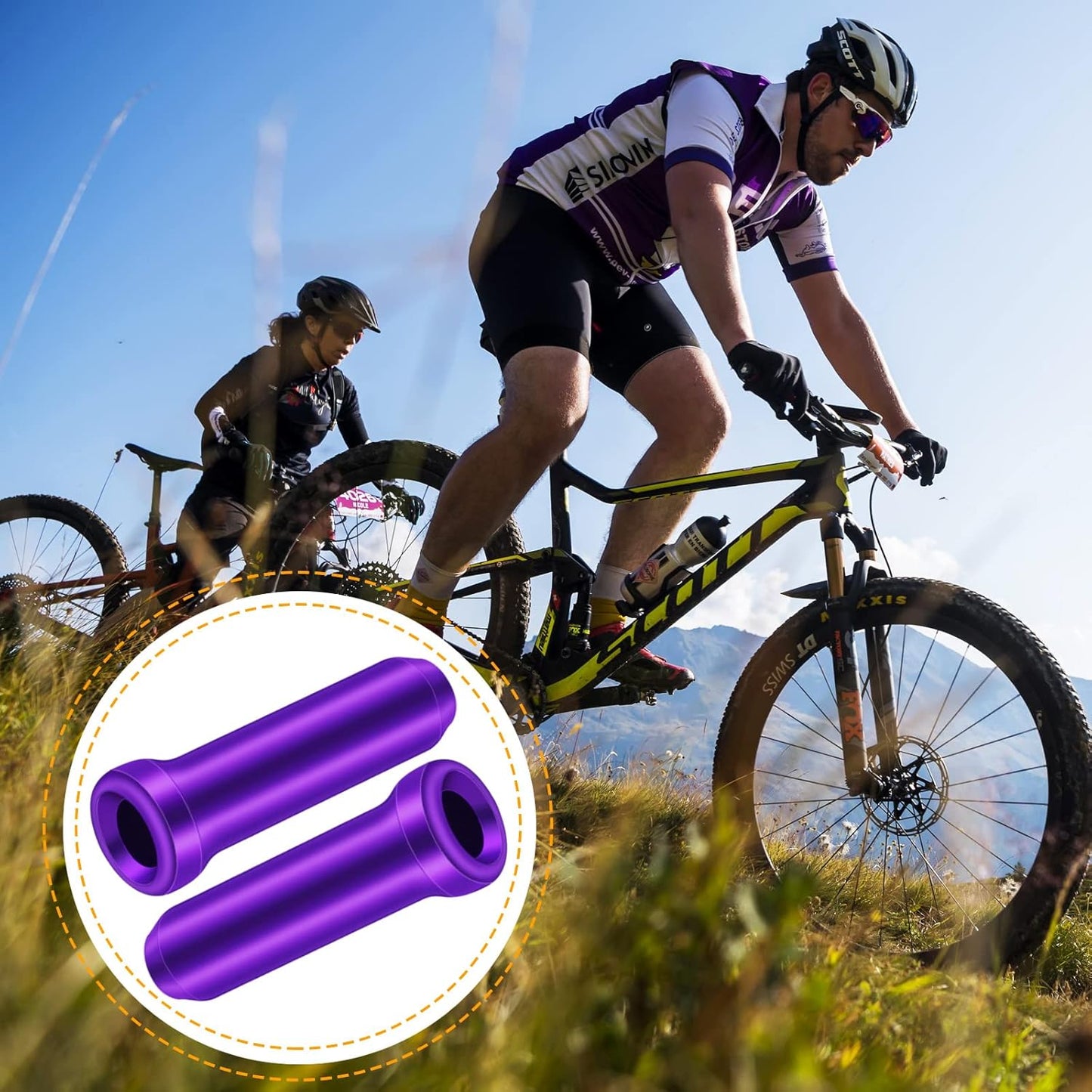 100pcs Aluminum Alloy Cable Ends Caps Cycling Cable Tips Crimps Bikes Brake End Covers Shifter Cable Ends with A Box for Road Bike and Mountain Bicycle, Purple