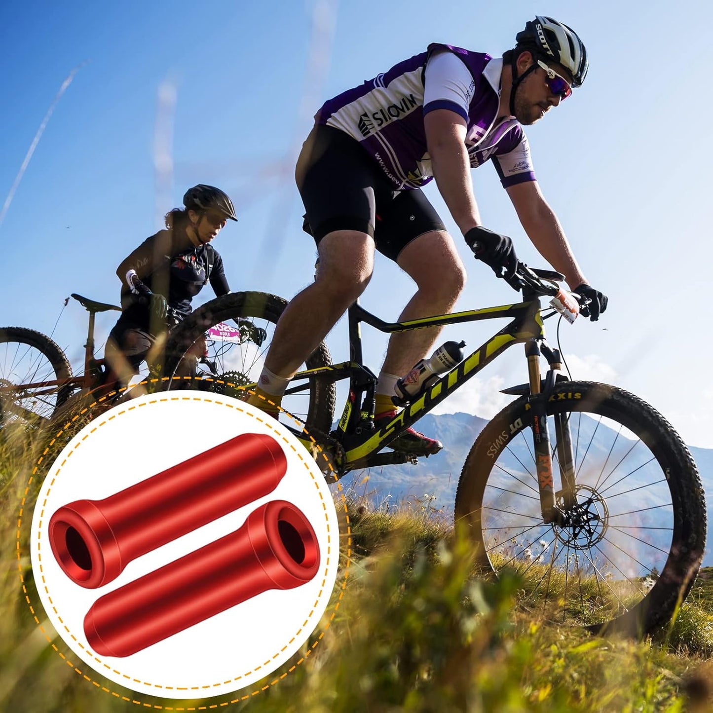 100pcs Aluminum Alloy Bike Cable End Caps, Red, 12mm, with Box for Road & Mountain Bikes