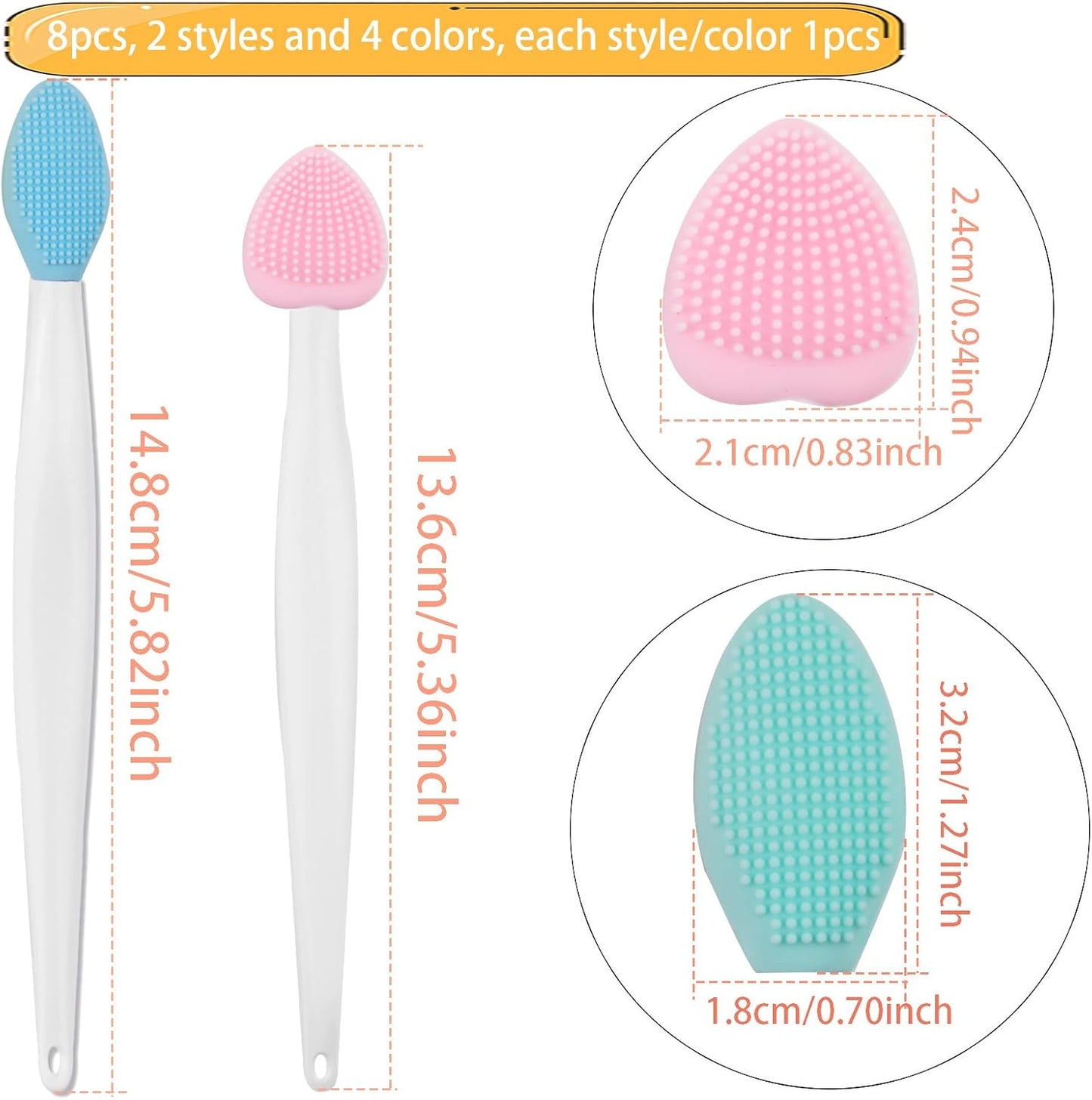 Aylifu 8pcs Silicone Soft Bristle Cat Grooming Scraper Brushes Double-Sided Gentle Massage Cleaning Brush Chin Scrubbers for Pet Chin Acne Treatment Blackhead Exfoliation, 2 Styles