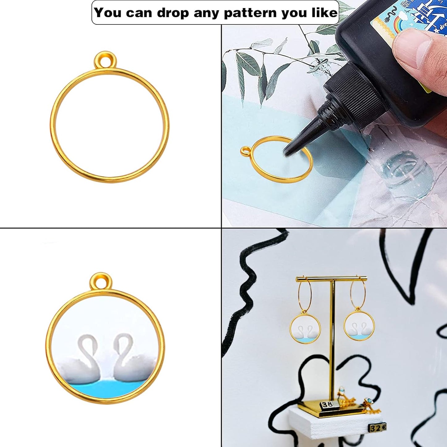 30pcs 6 Colors Round Open Bezel Pendants Alloy Bezel Charms Resin Molds Open Back Frame Pendants for Pressed Flower Frame Hollow Trays Jewelry Earrings Necklace Making Findings