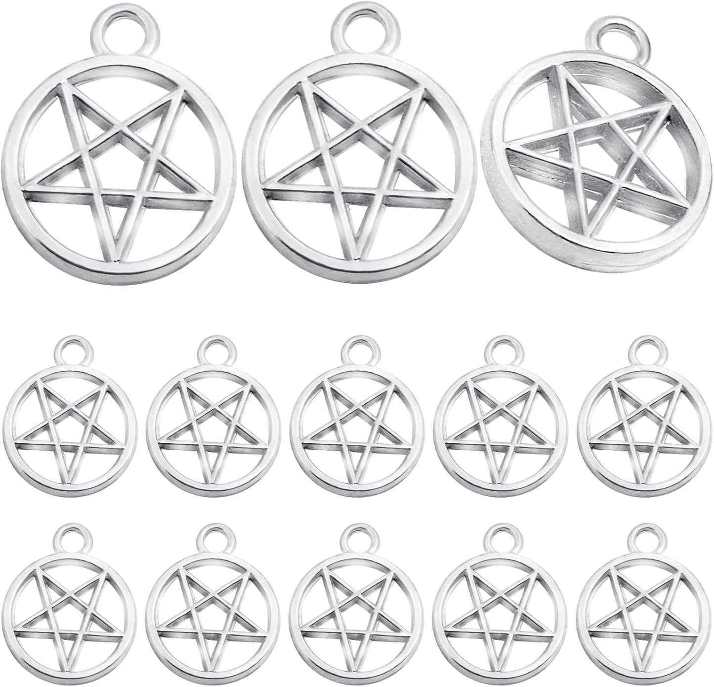 50pcs Silver Pentacle Star Charms Alloy Star Pentagram Pendants Protection Lucky Pentacle Charms Jewelry Making Accessory for DIY Crafts Necklaces Bracelets Earrings