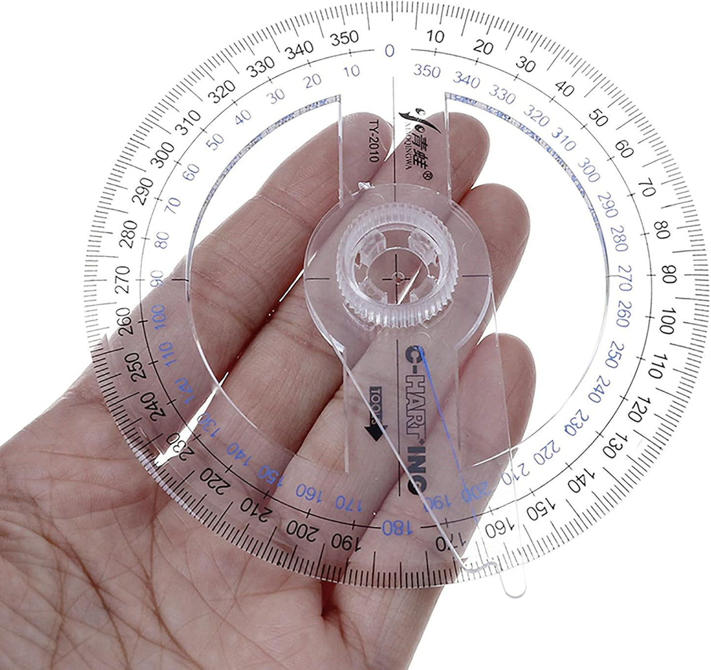 Aylifu 360° Protractor Pack of 2 Protactors Plastic Protractor Math Protractors Clear Protractor Ruler Drafting Tools Circle Protractor for Geometry