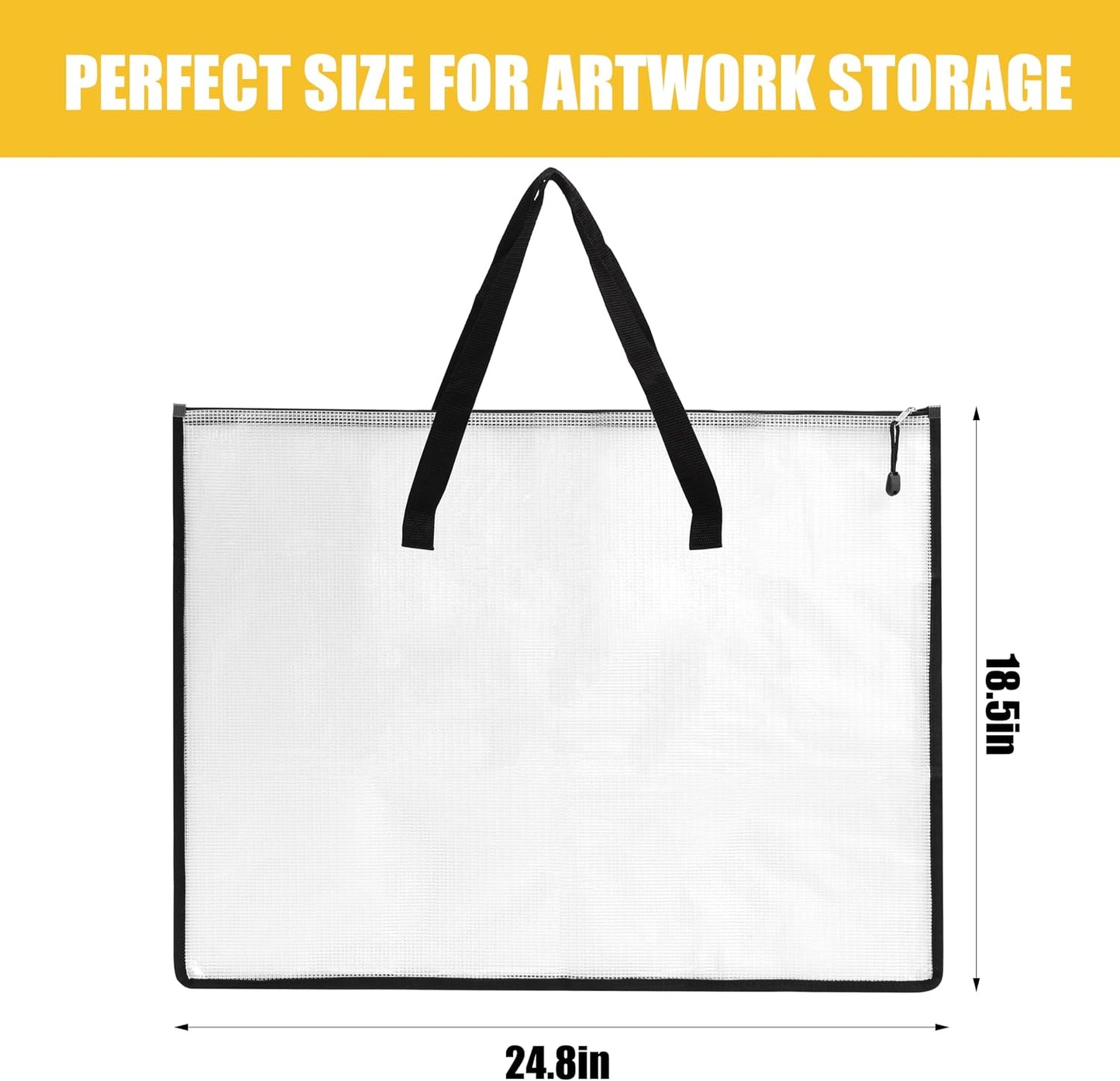 HENDEVL 2 Pack 18.5x24.8 Inches Art Portfolio Case, Portfolio Folder for Artwork, Posters Storage Bag with Zipper and Handle Mesh Folder Organizers for Poster, Scrapbook, Keepsake and Bulletin Board