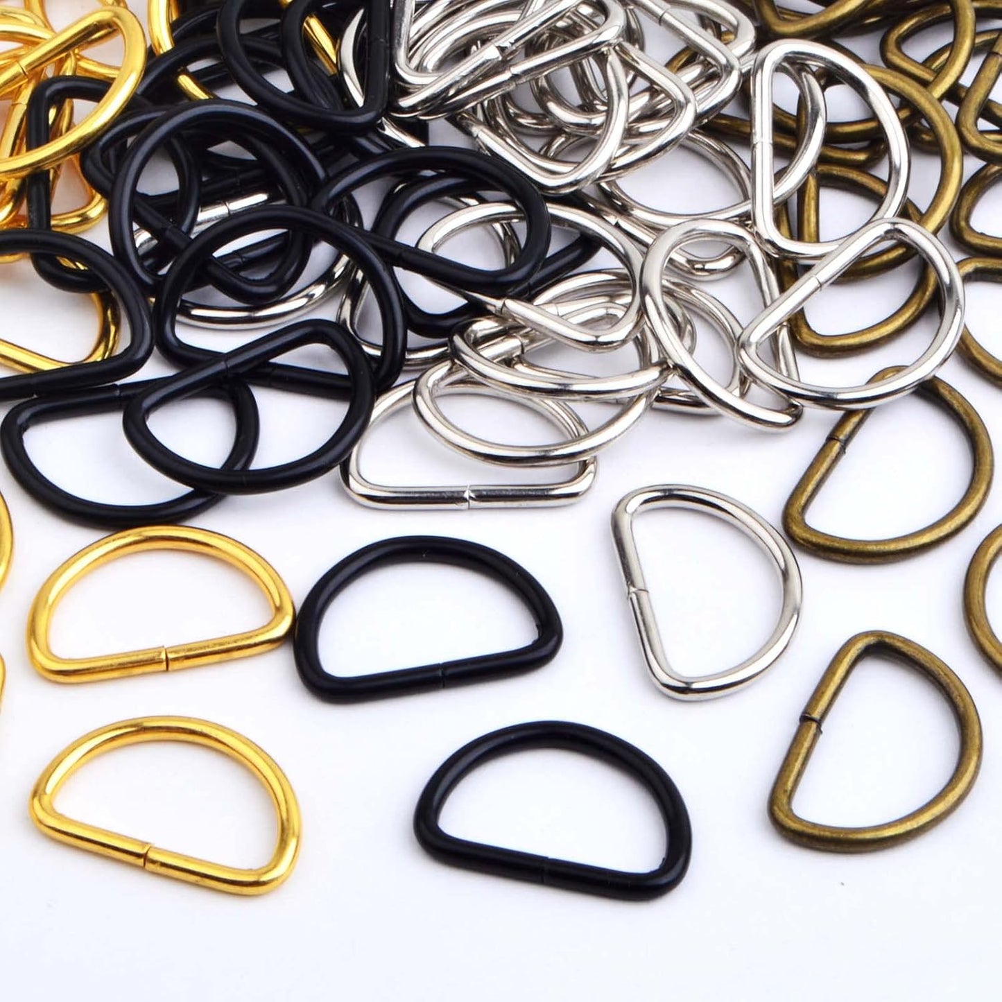 100pcs Heavy Duty Semi-Circular D Rings Multi-Functional Half Round D-Shaped Rings Buckle DIY Accessories for Hardware Bags Backpack Belt Clothing Sewing, 4 Colors