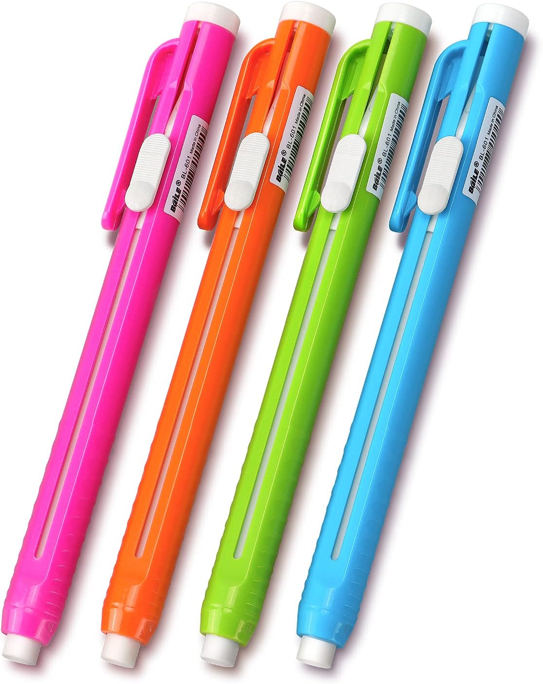 Aylifu Retractable Mechanical Eraser Pen, Pen-Style Erasers Assorted Color, 4 Pack