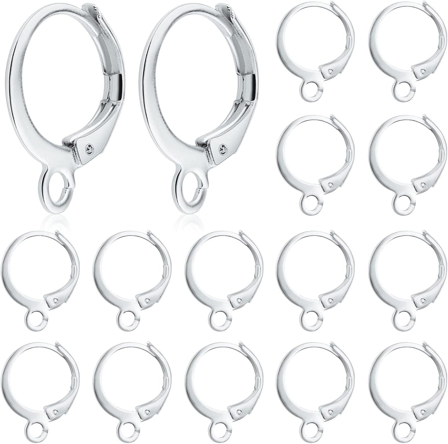 Hypoallergenic Earring Hooks, 120 Pieces Brass Lever Back Earring Round French Hook Ear Wire with Open Loop for Earring Designs Jewelry Making - 4 Colors