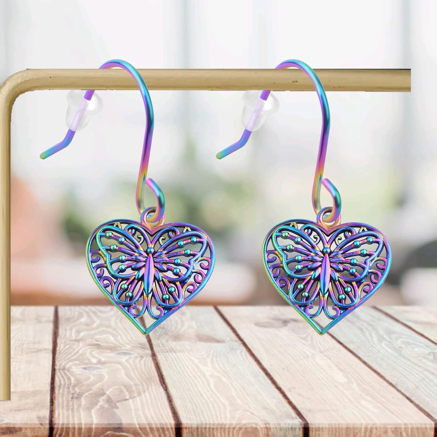 10pcs 10 Styles Butterfly Dangle Charms Alloy Butterfly Shape Pendants Ornaments Craft Supplies for DIY Bracelet Necklace Earrings Jewelry Making Hair Clip, Rainbow Color