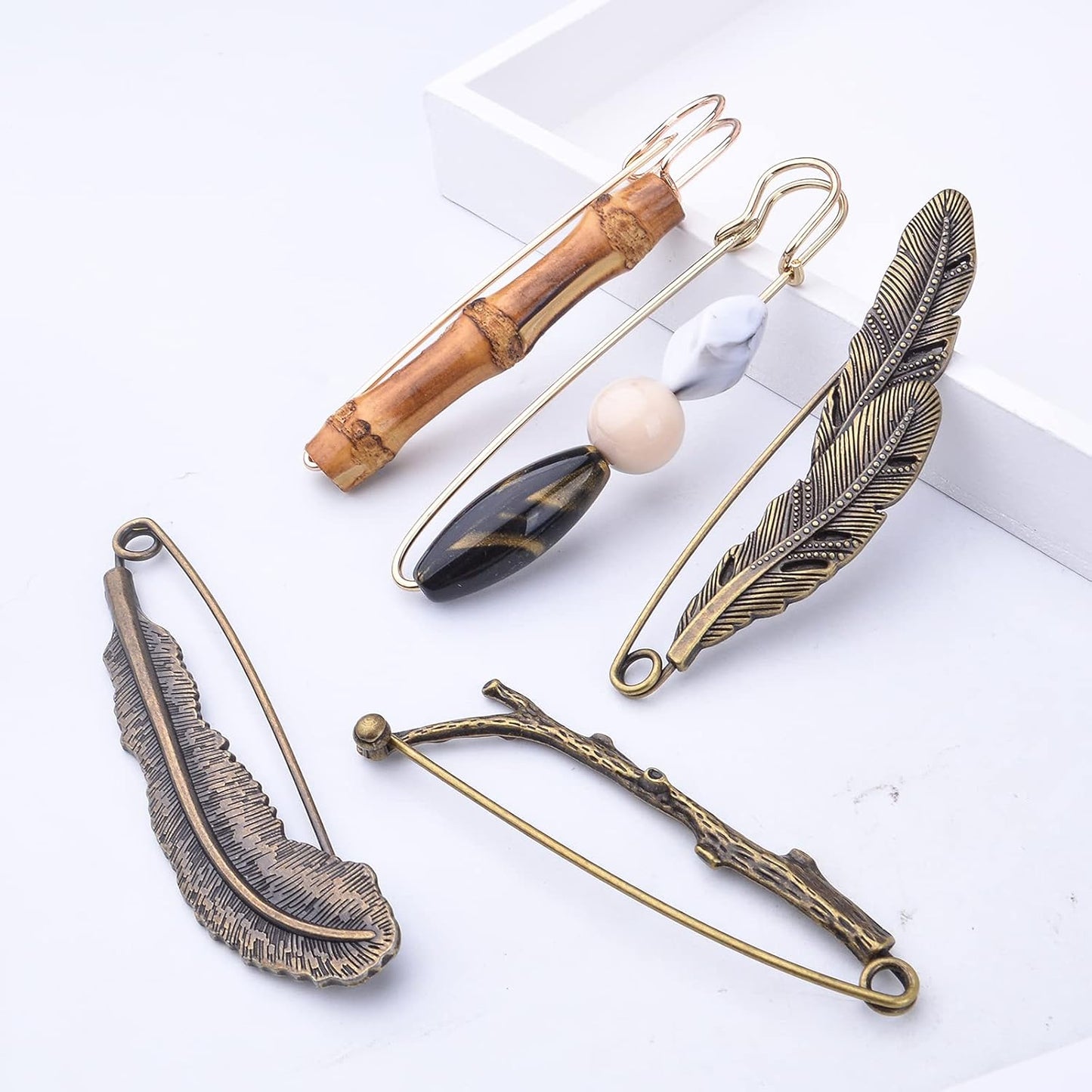 5pcs Vintage Chic Brooch Extra Large Safety Pins Heavy Duty Safety Pins Accessories for Women Men Clothing Sweaters Shawls Collars Scarf Blankets Crafts, 5 Styles