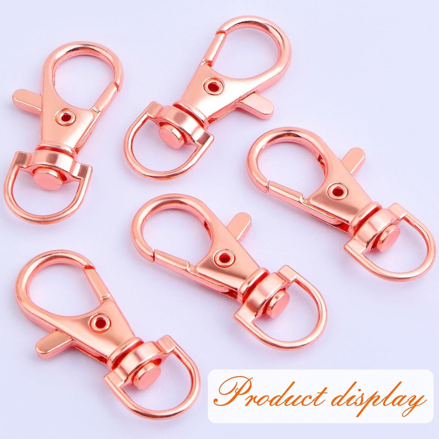 50pcs Swivel Lanyard Snap Hooks Lobster Claw Clasps Trigger Clips Hardware Accessories Jewelry Findings for DIY Keychain Handbag Purse Backpack Sewing Craft Projects, Rose Golden