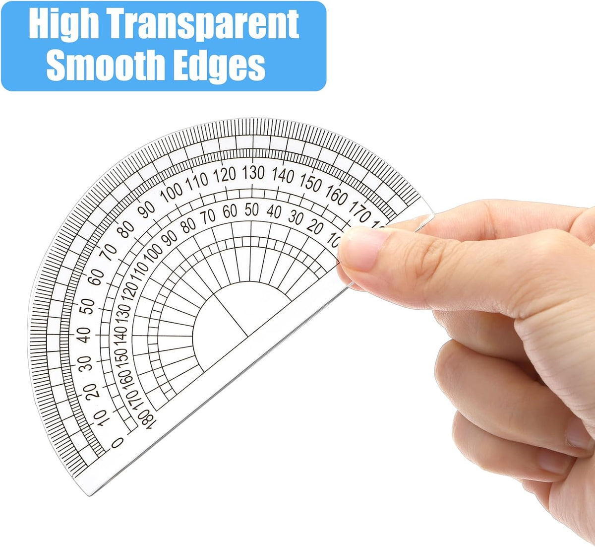 HENDEVL 100 Pack Plastic Protractor 180 Degree Math Protractors Geometry Student Protractor, 4 Inches, Clear