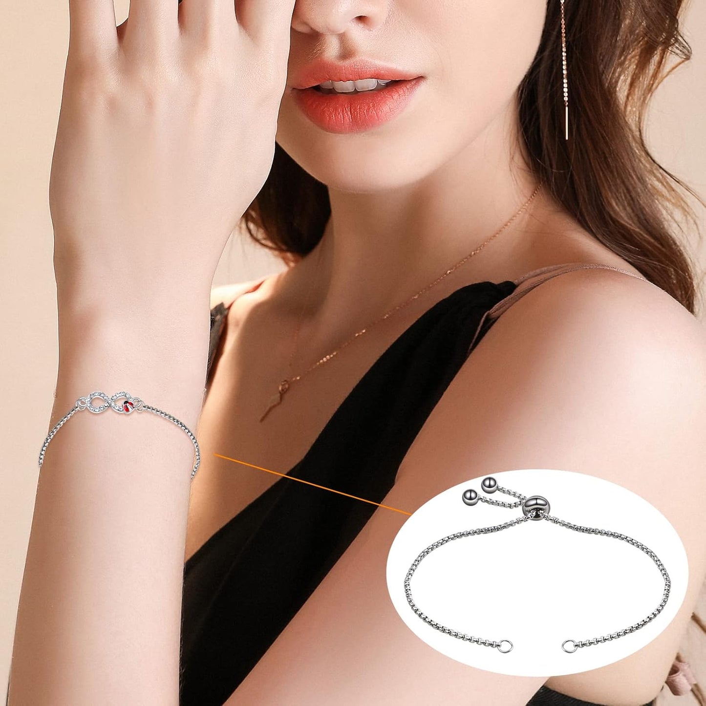 5 Pieces 116 mm Stainless Steel Adjustable Slider Bracelets Hypoallergenic Slider Bracelet Extender Chains with Ball Ends for Women Girls Semi Finished DIY Jewelry Making