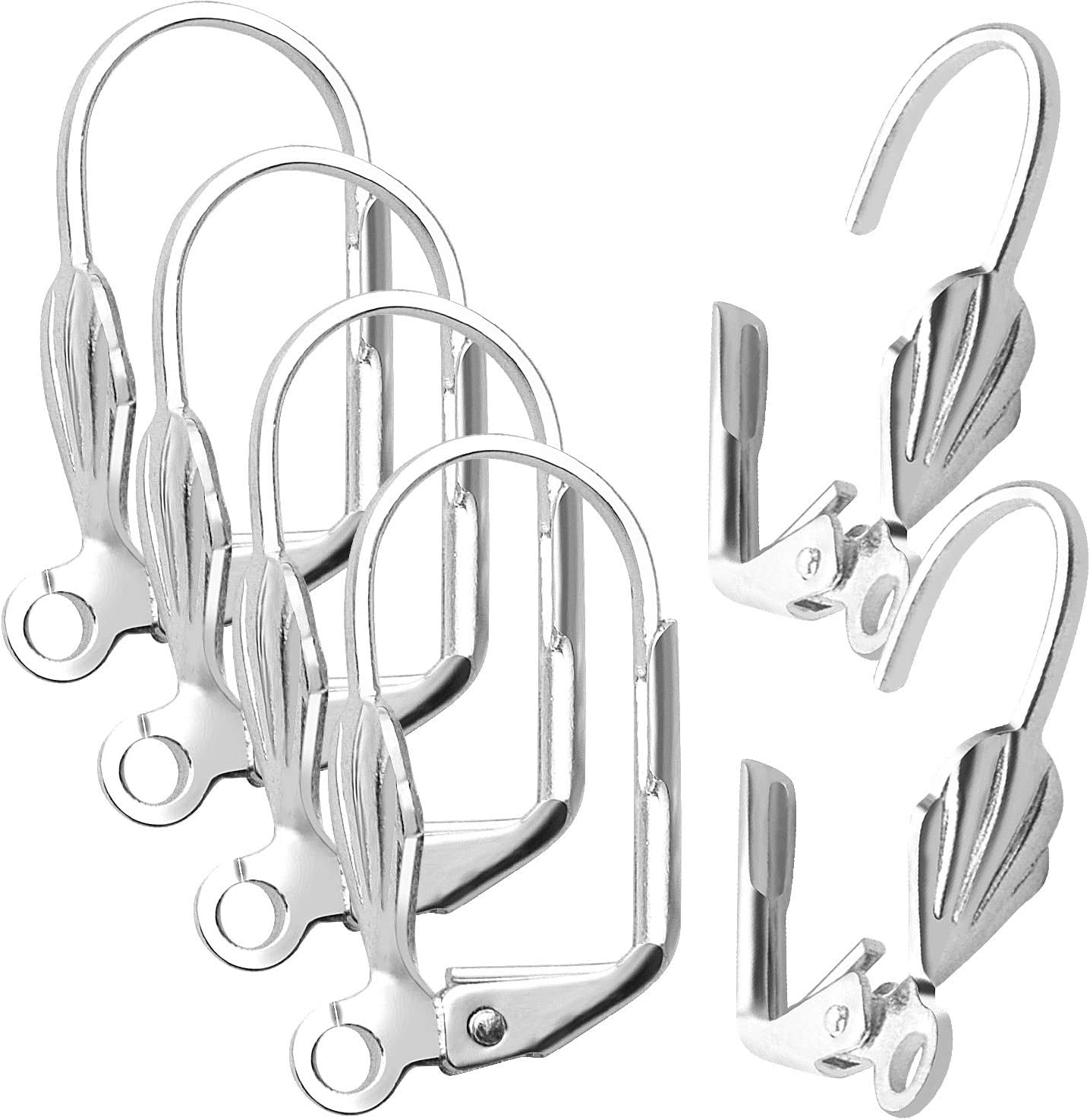 Hypoallergenic Earring Hooks, 100pcs Brass Leverback Shell Earrings French Hook Ear Wire with Open Loop for Jewelry Making, 2 Colors