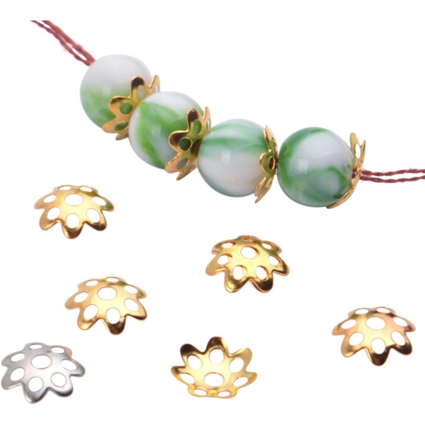 1000pcs 7.5mm Flower Bead Caps Metal Filigree Spacers Bali Style Jewelry Findings Accessories for Bracelet Necklace Jewelry Making