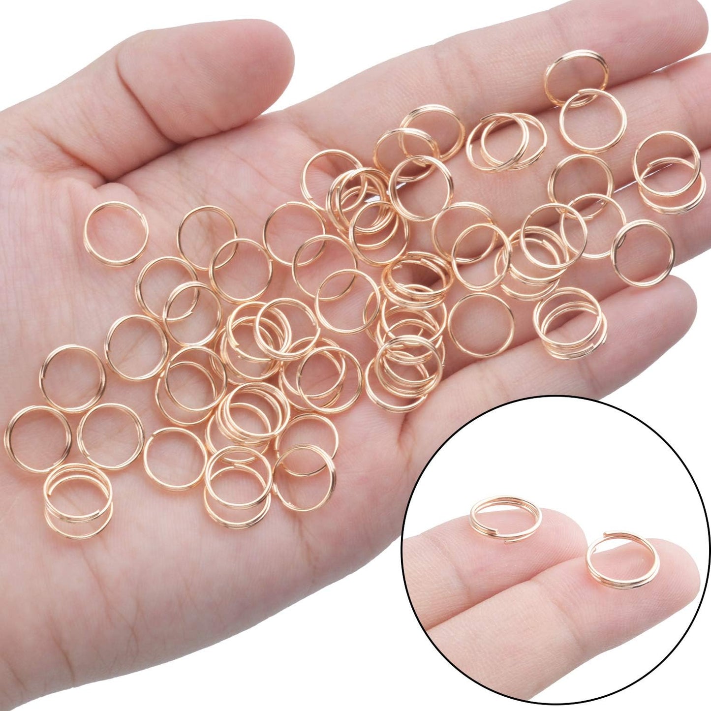 BronaGrand 200 Pieces Small Key Chain Rings Split Ring Key Chains for Keys Organization,10mm Diameter