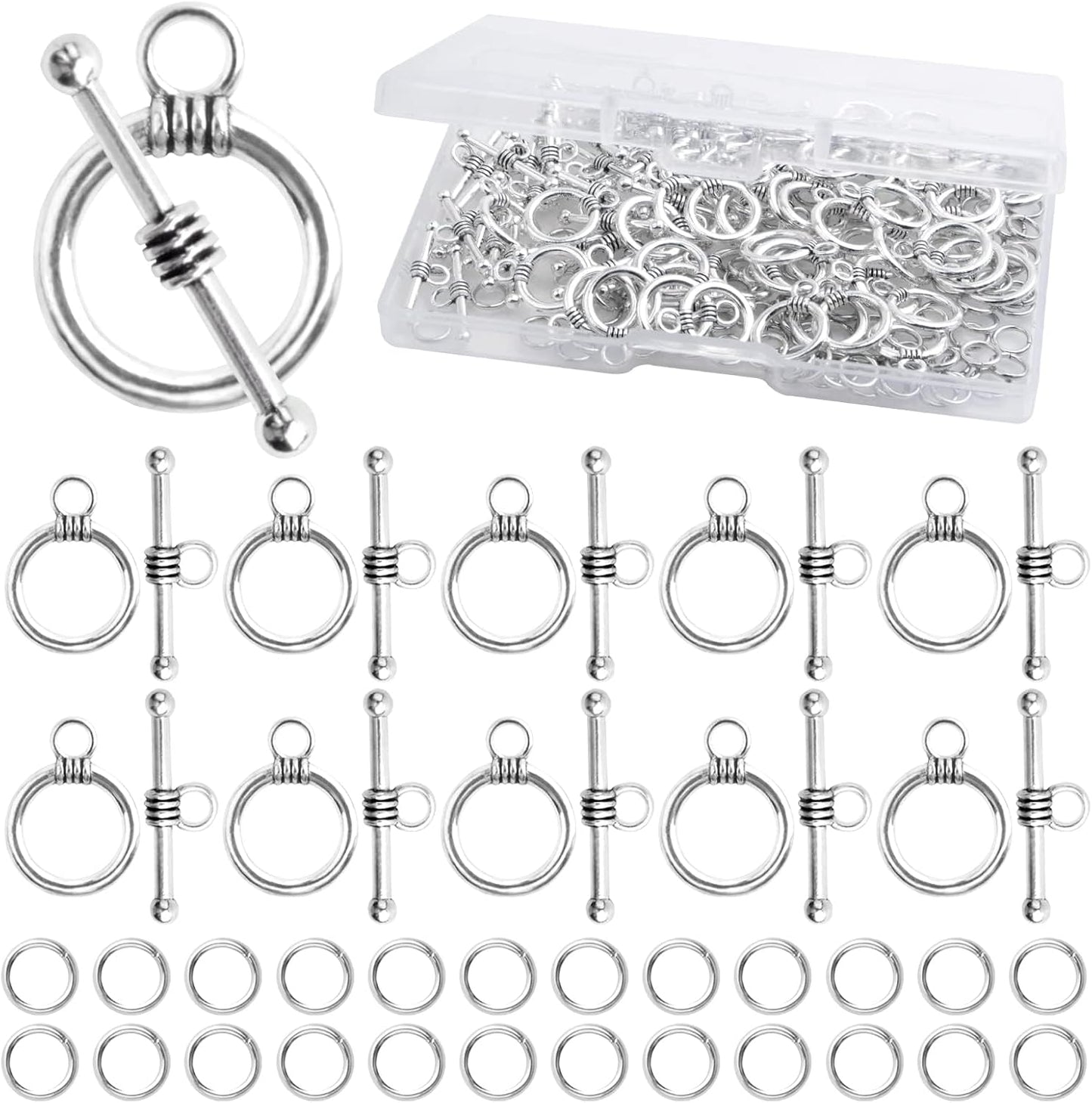 20 Sets Butterfly Bracelet Toggle Clasps T-Bar End Tibetan Closure Filled Fastener Hook Toggle Connectors for DIY Necklace Jewelry Craft Making, 2 Colors